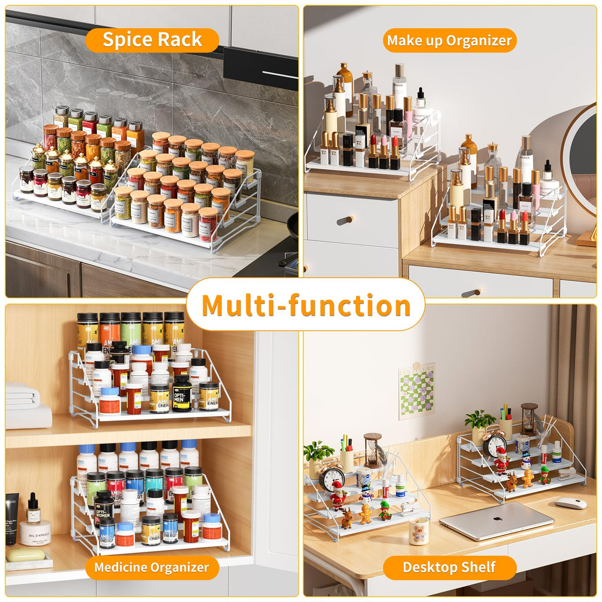 2 Pack Spice Rack Organizer for Cabinet