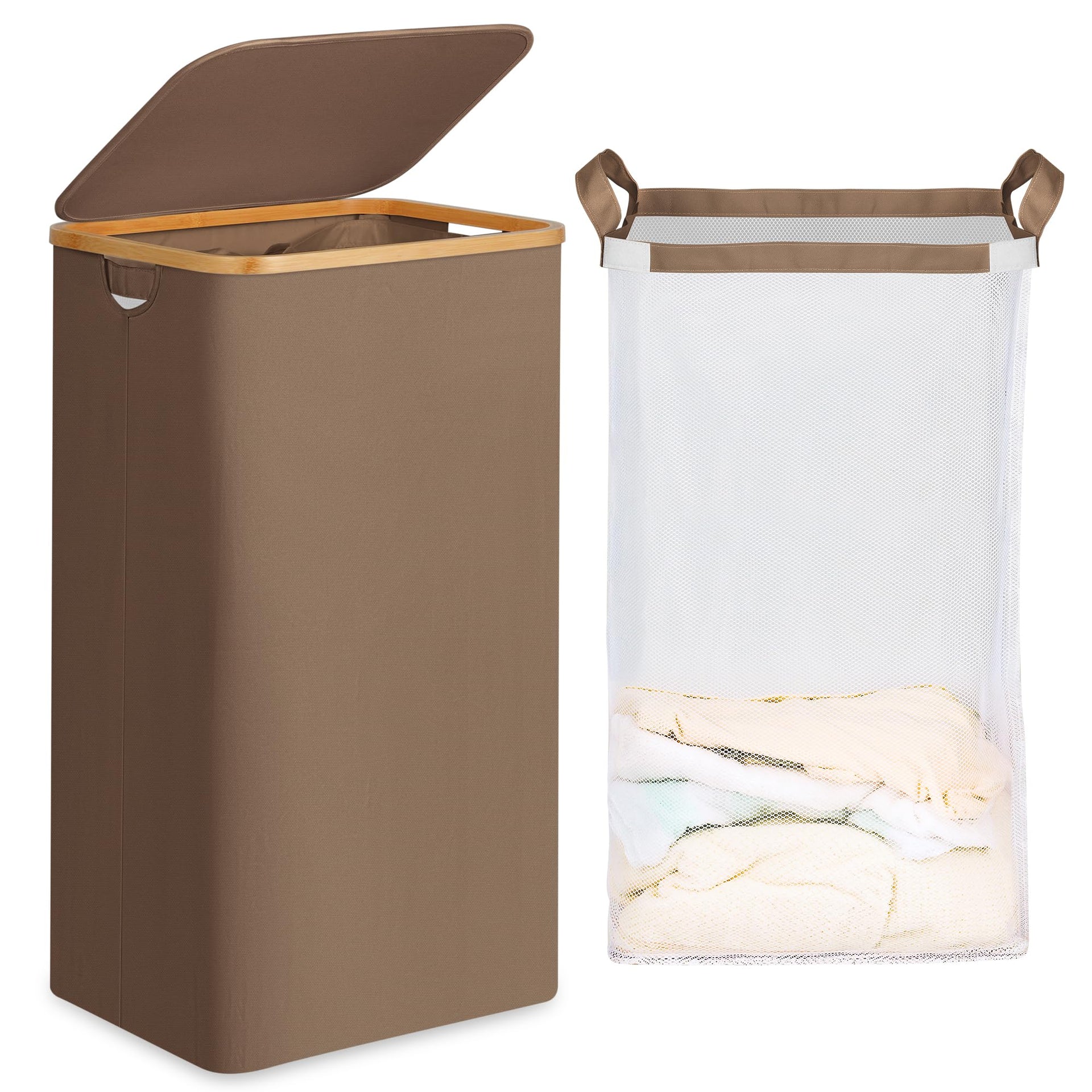 26 Gal Laundry Basket with Lid and Net Bag