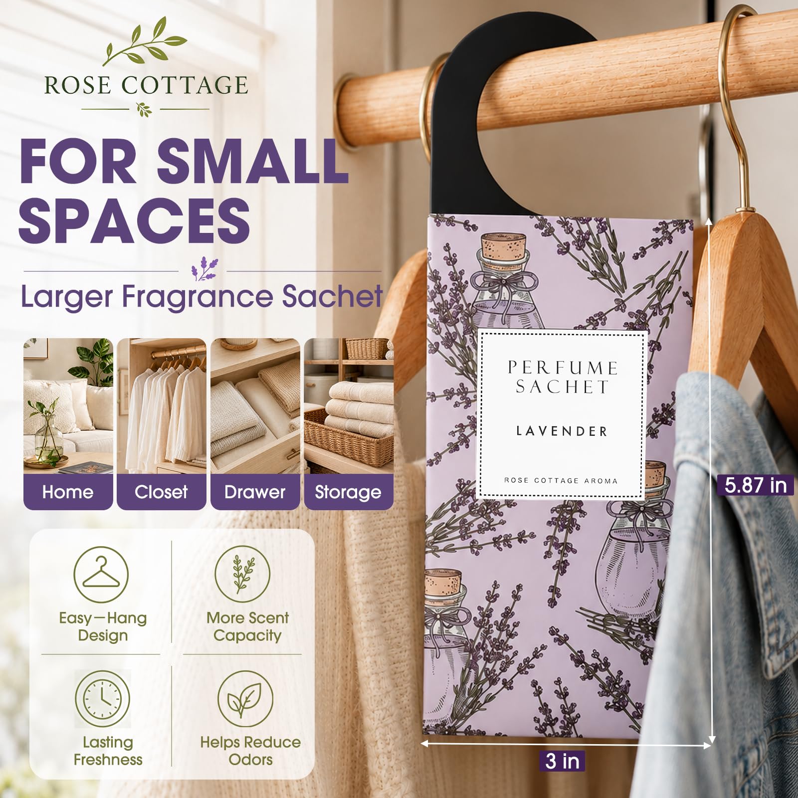 Large 12 Packs Lavender Hanging Scented Sachets Long (12 Count)