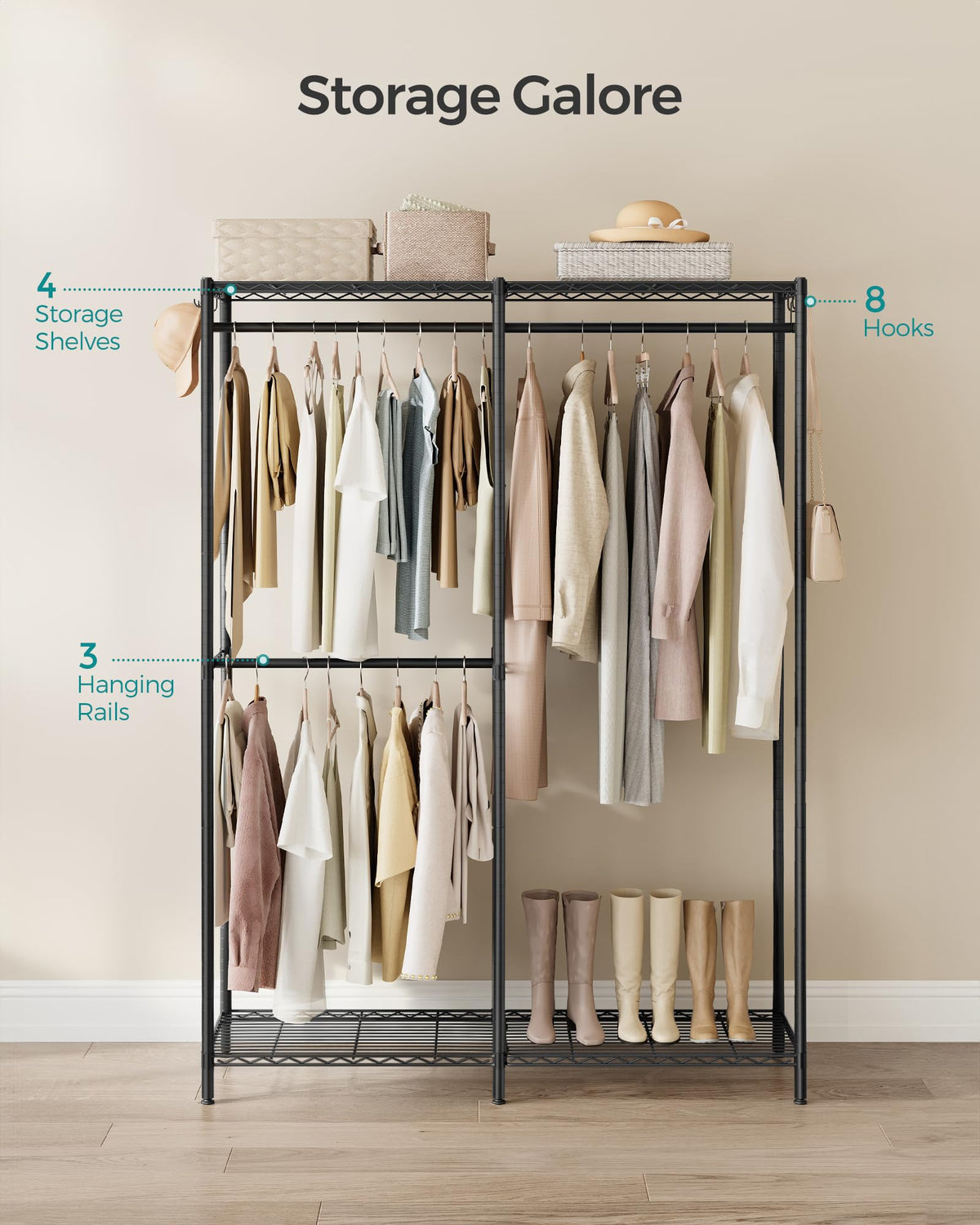 Clothes Rack Freestanding Wardrobe Closet