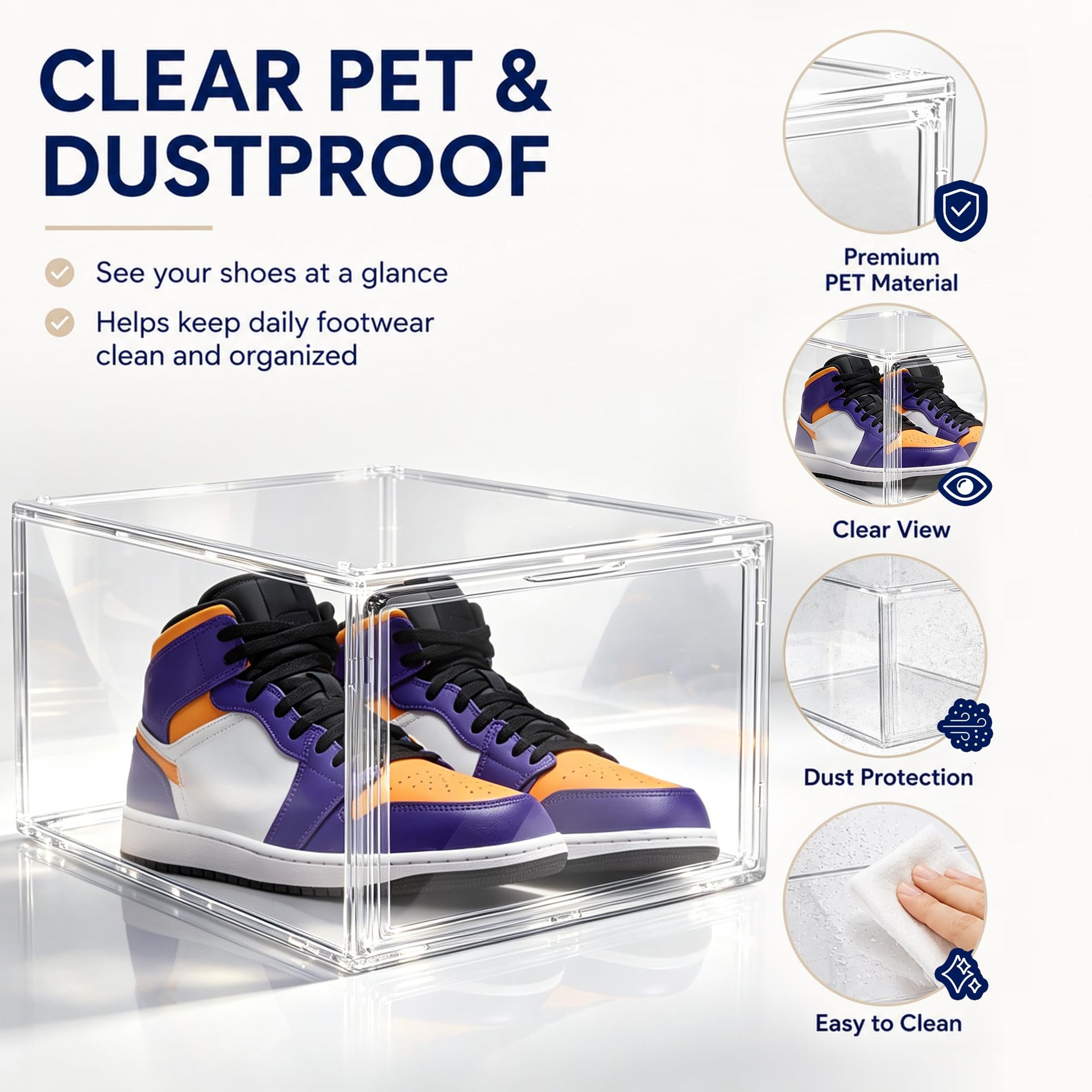 12 Pack Clear Acrylic Shoe Boxes Fit Size 12 (12 Count)