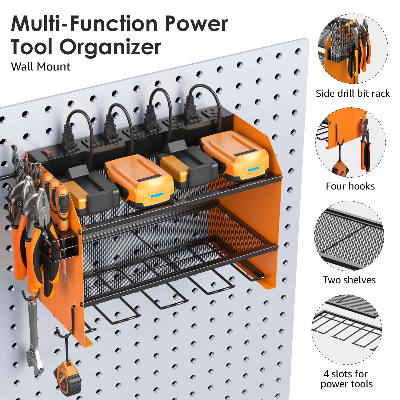 Wall Mount Modular Tool Charging Organizer (7.9 Count)
