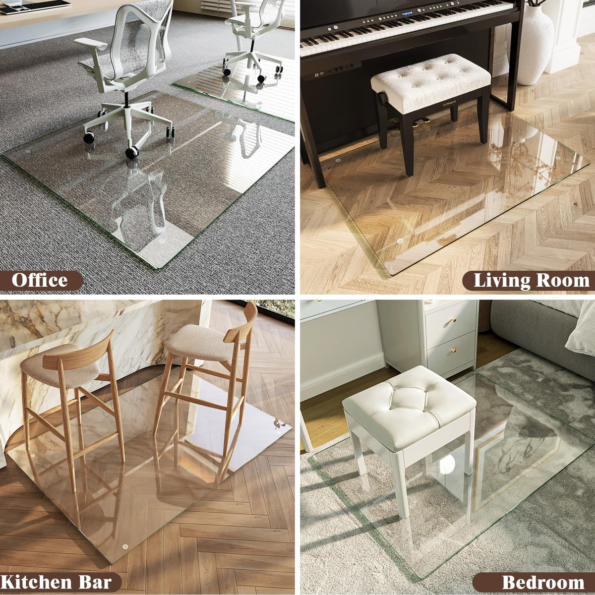 Tempered Glass Chair Mat 45"x53"