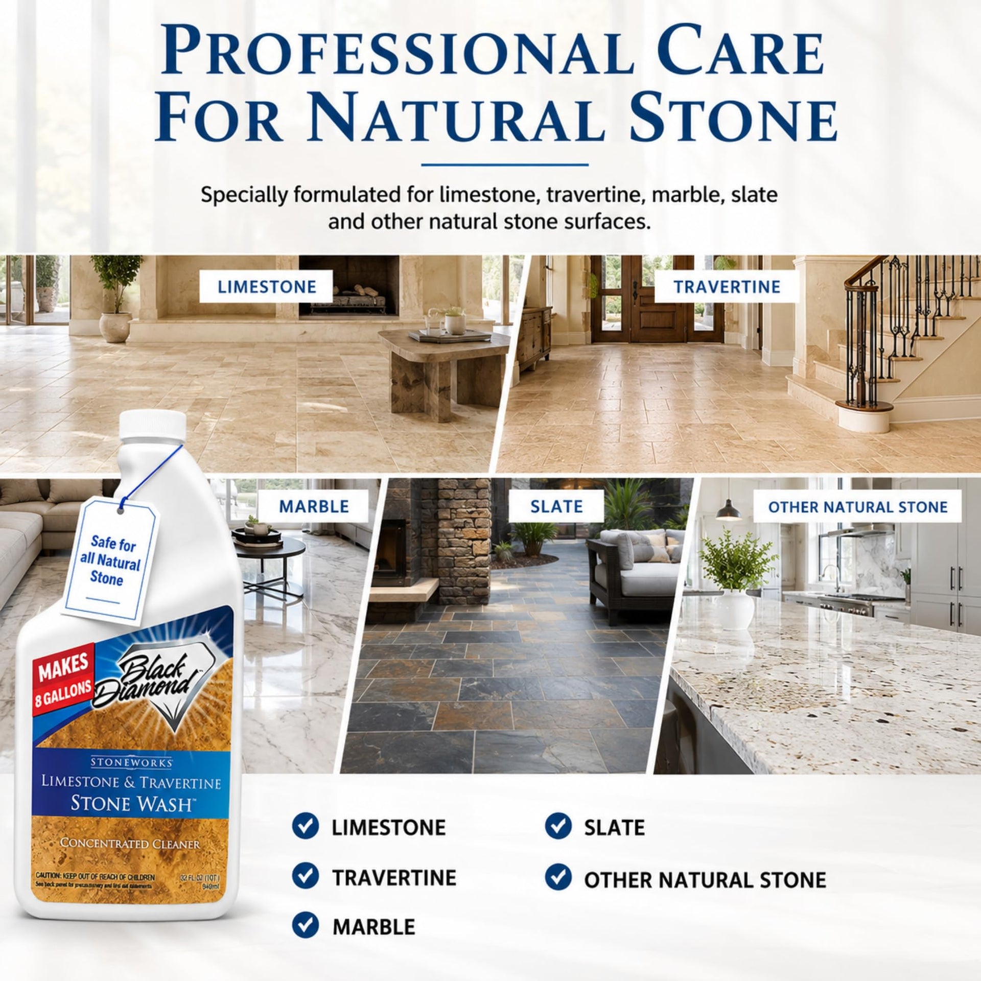 Natural Stone Cleaner for Limestone (32 Fl Oz)