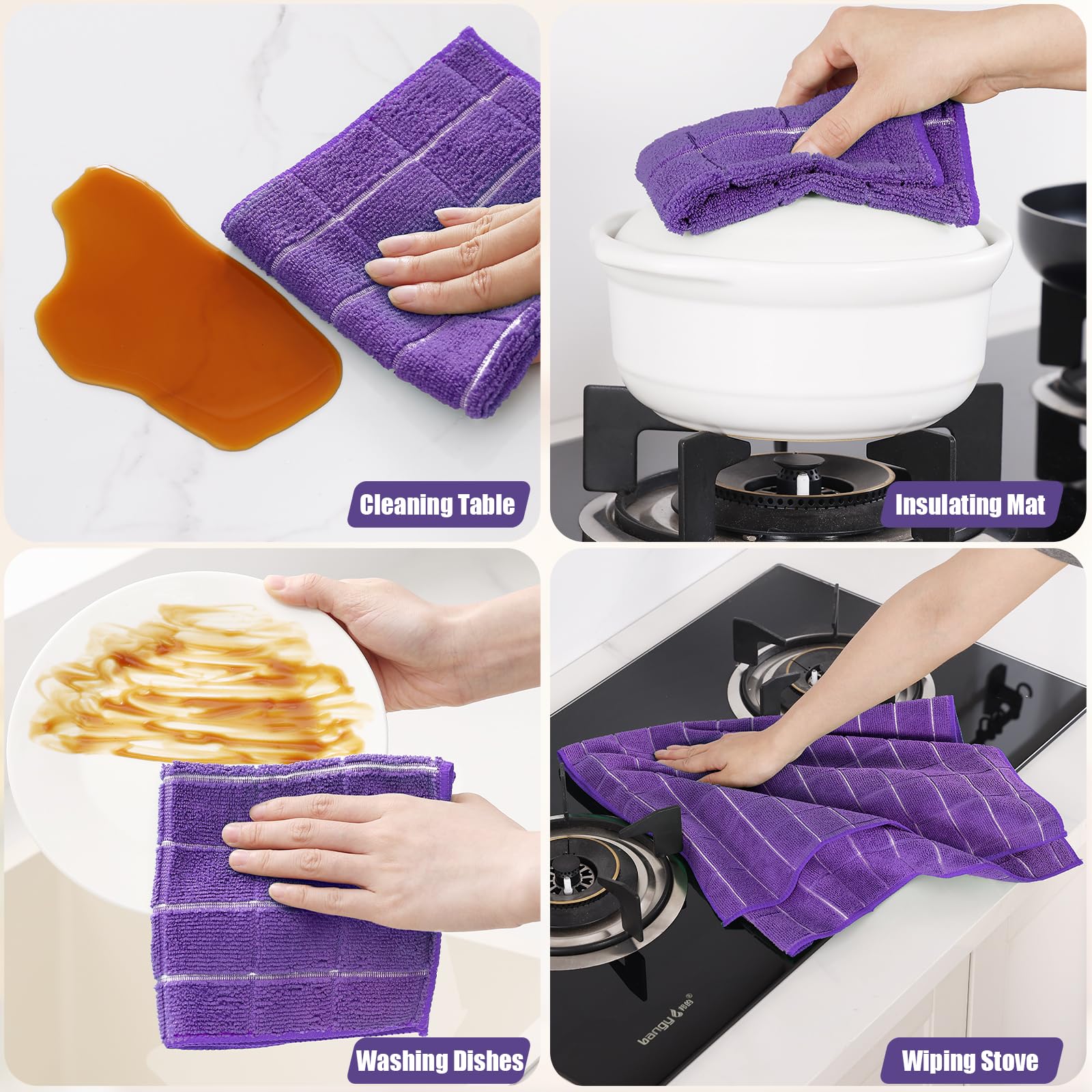 Microfiber Kitchen Towels and Dishcloths Sets (12 Count)