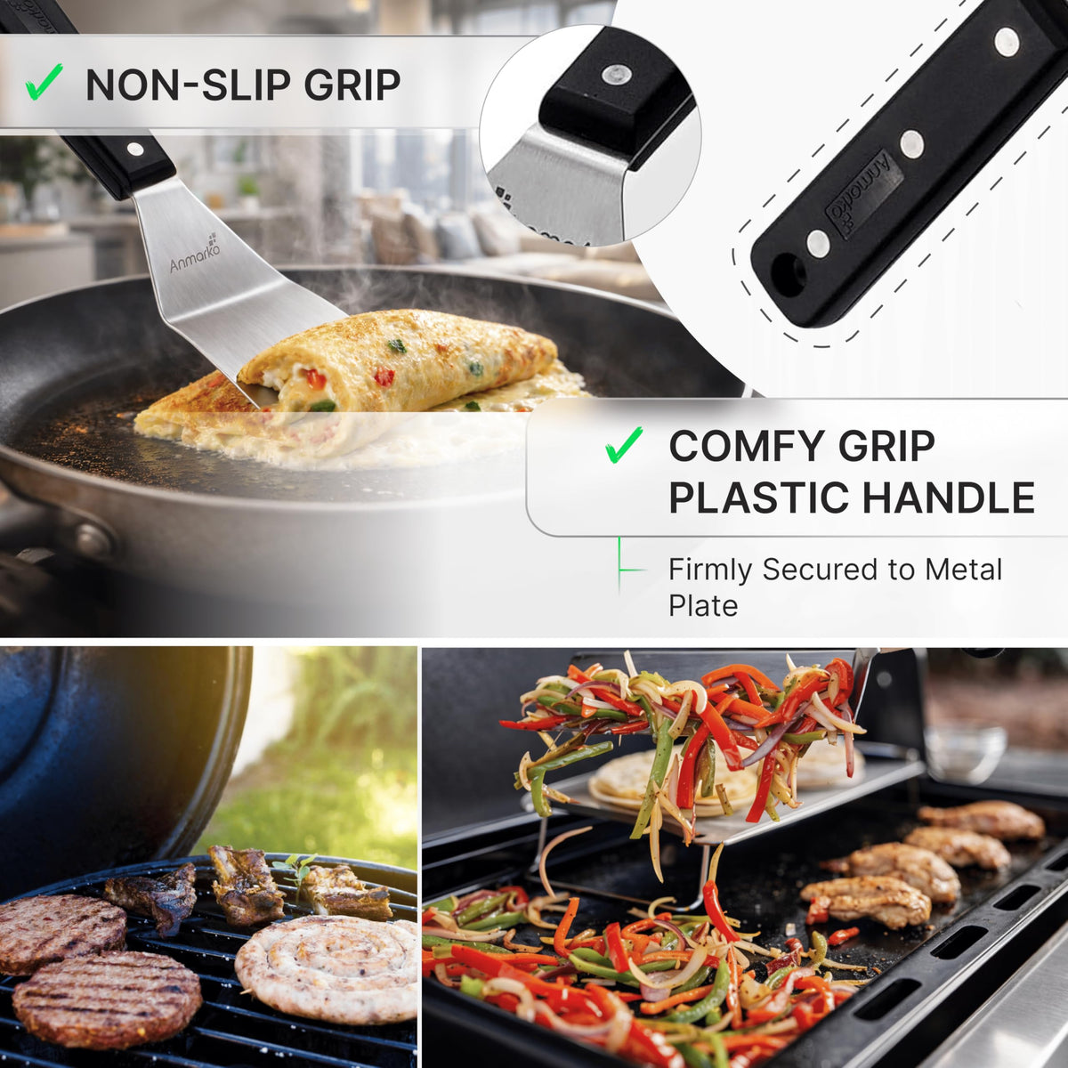 Stainless Steel Spatula Set (3 Count)