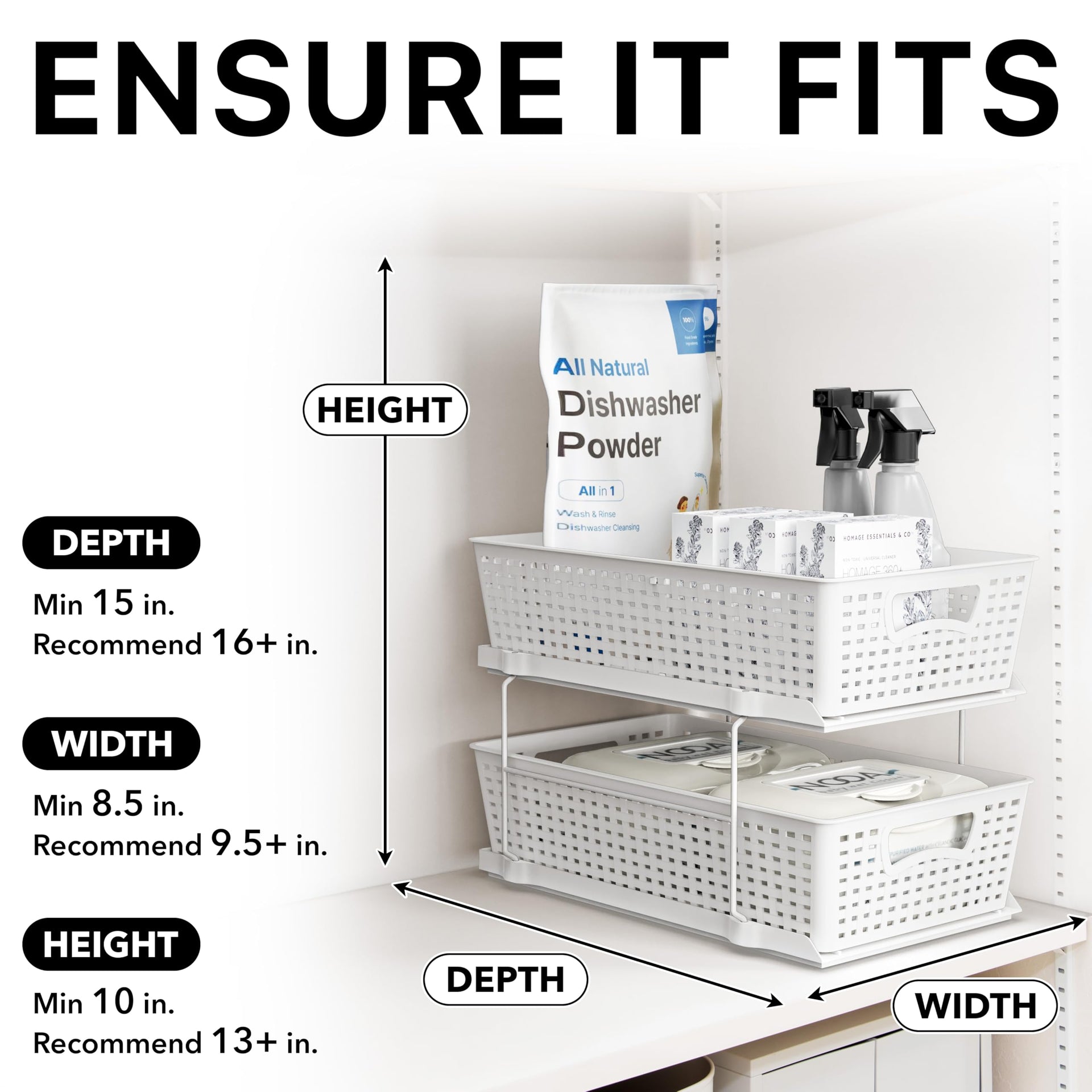 2 Tier Pull Out Sliding Drawer Under Sink Storage