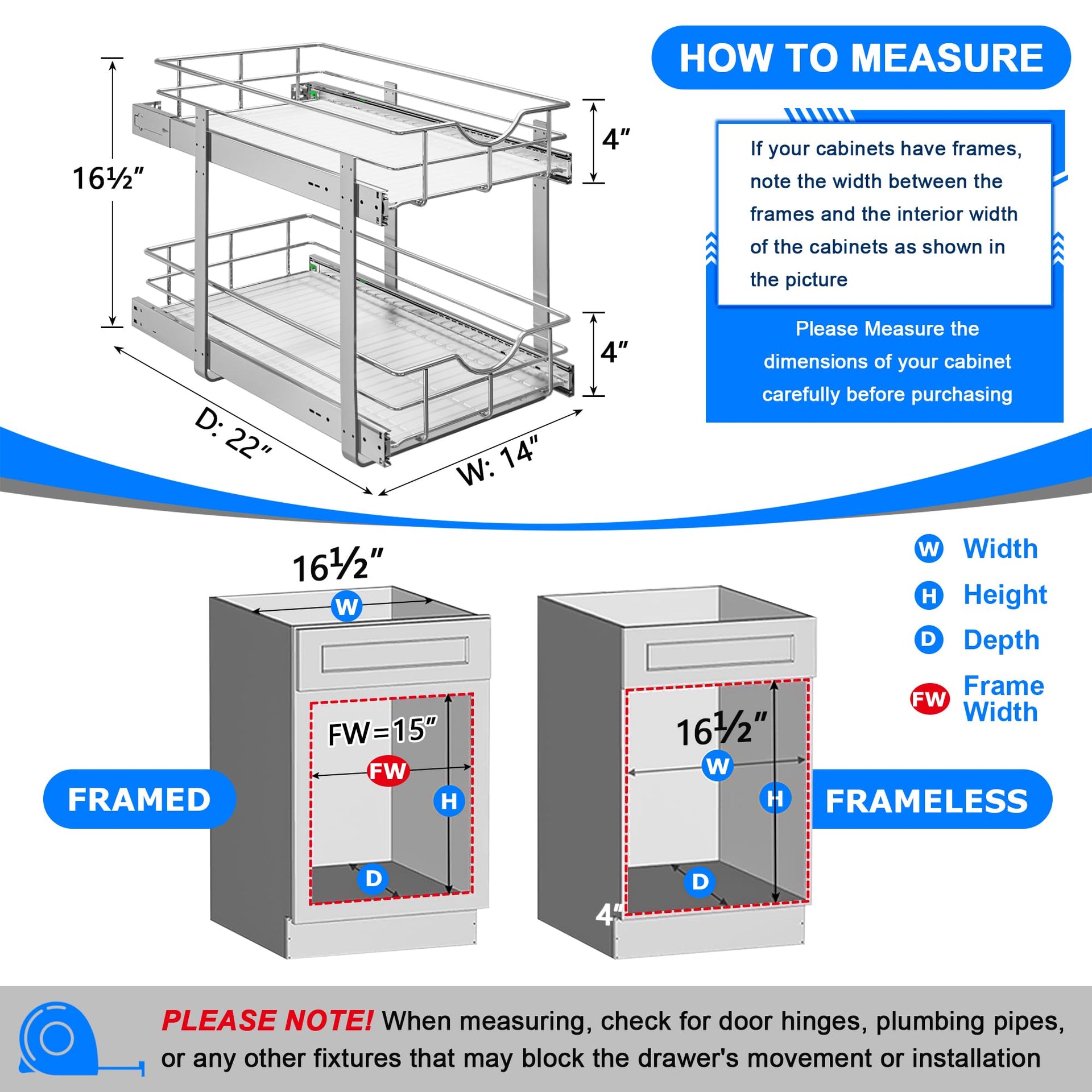 2 Tier Kitchen Cabinet Pullout Shelf and Drawer Organizer