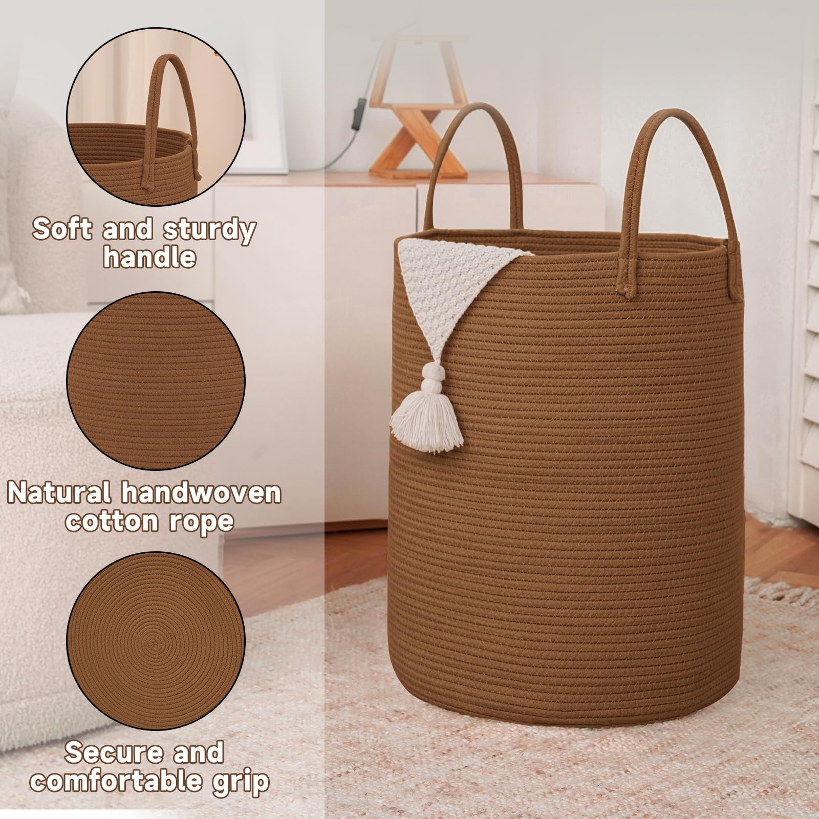 100L Cotton Rope Laundry Basket Hamper