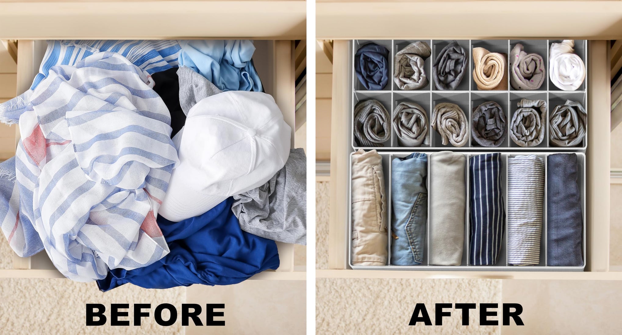 4 Pack Drawer Organizer Set for Underwear (4 Count)