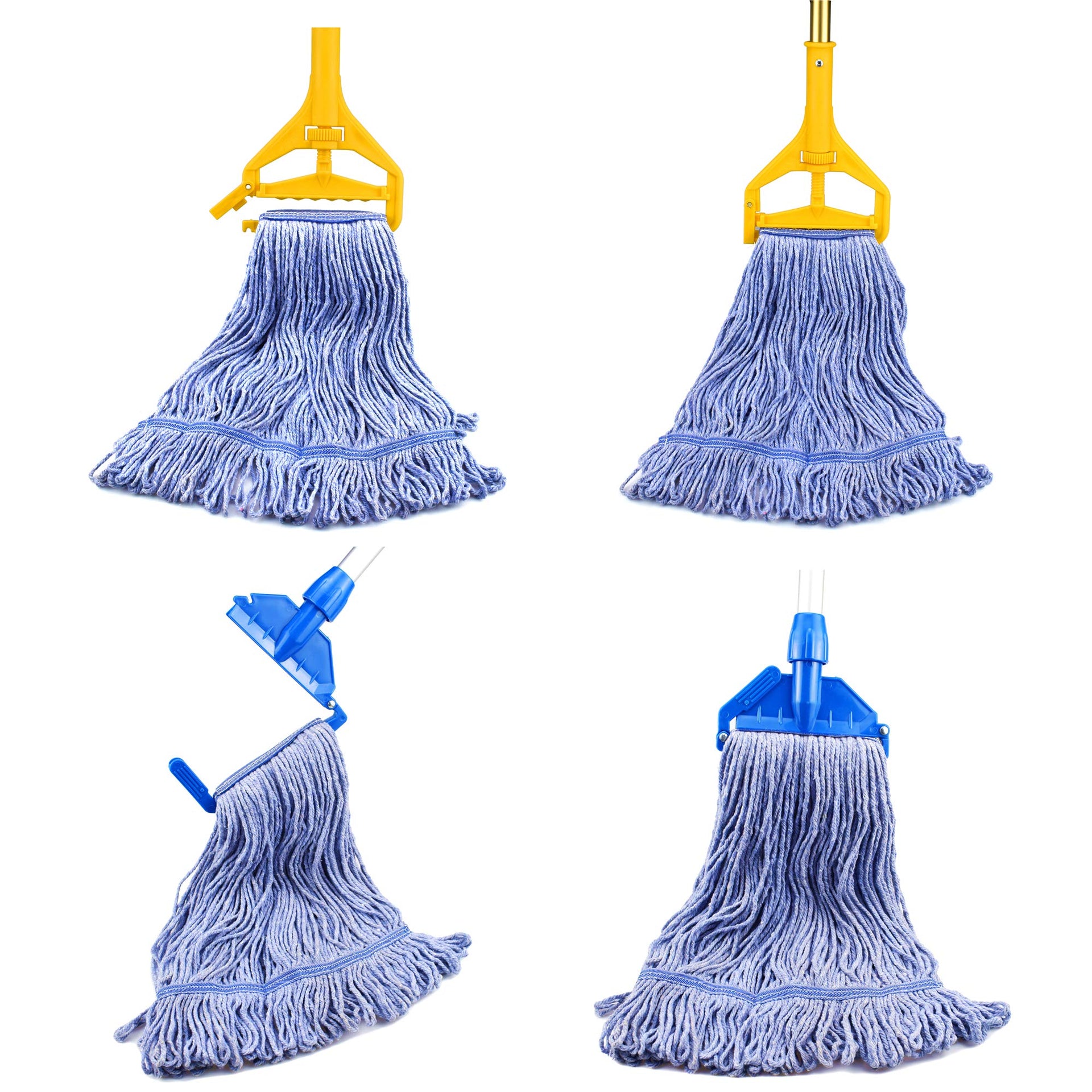 String Mop Heads Replacement Heavy Duty Commercial Grade Blue Cotton Looped End Wet Industrial Cleaning Mop Head Refills (2 Count) - ModHome Supplies