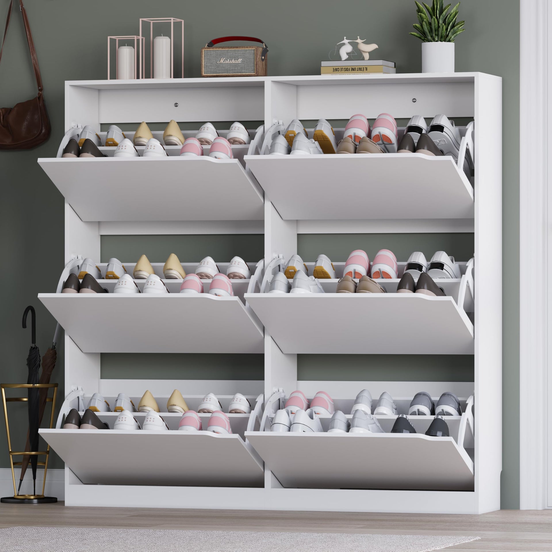 Shoe Cabinet with 6 Flip Drawers