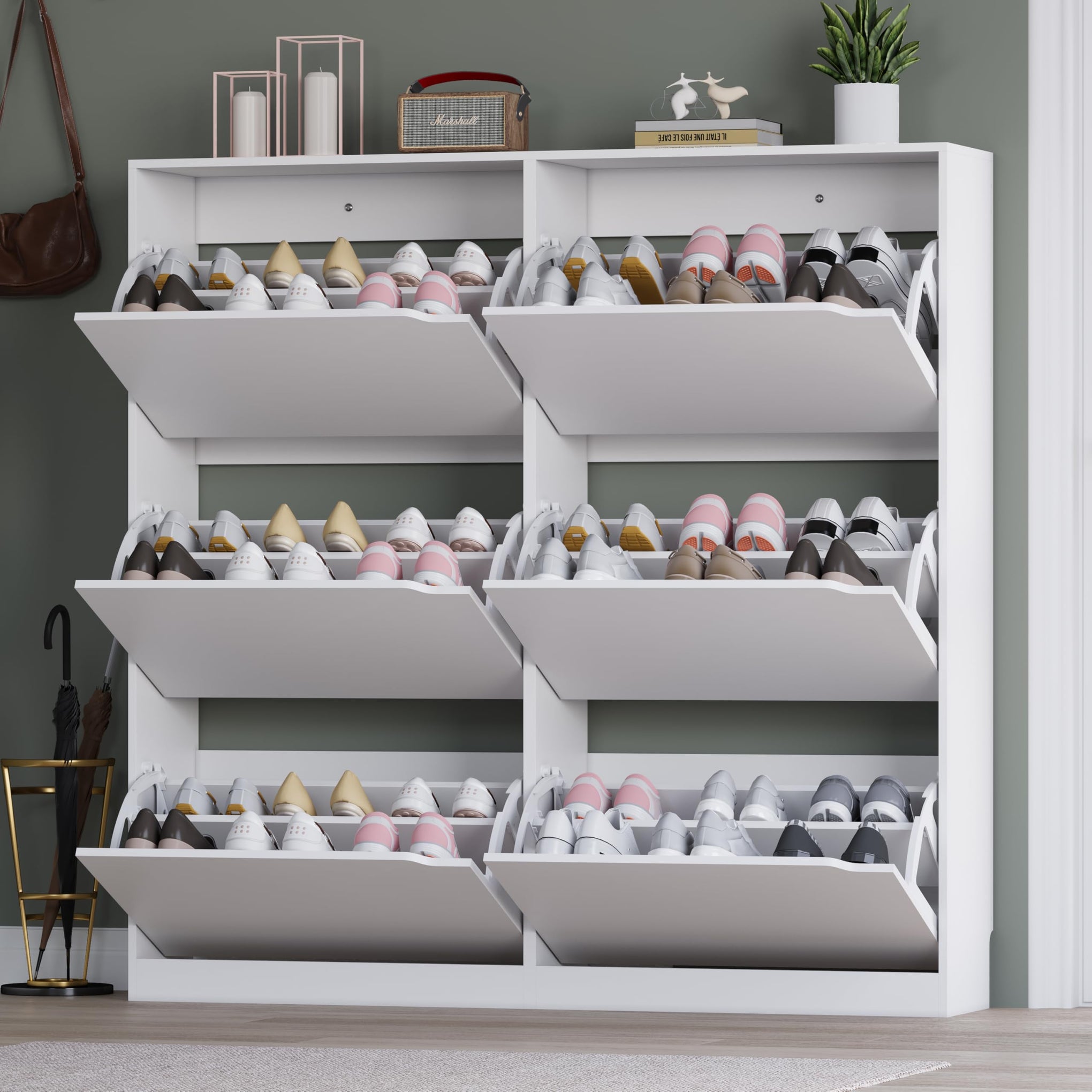 Shoe Cabinet with 6 Flip Drawers