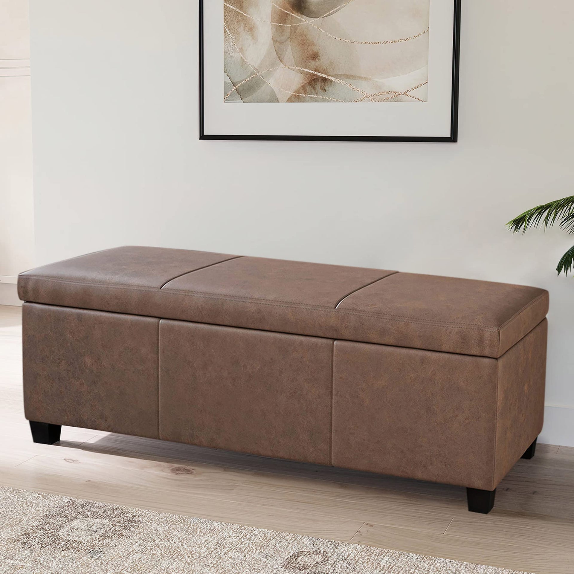 Storage Faux Leather Ottoman