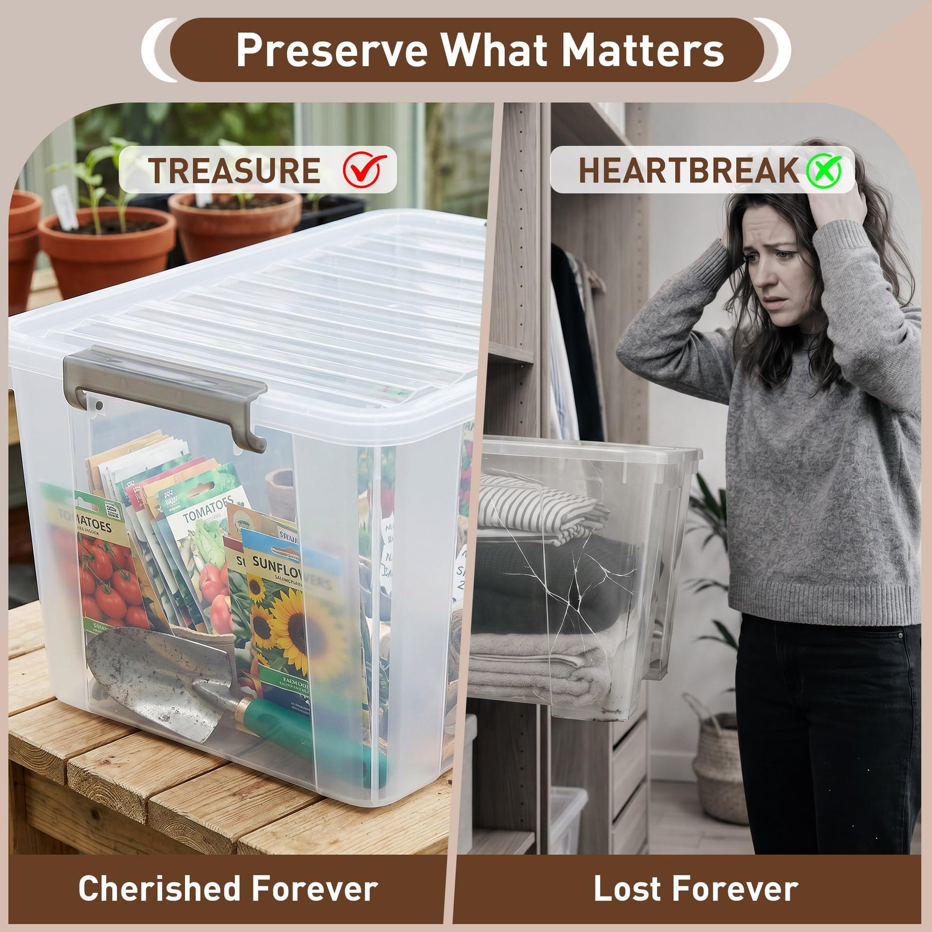 69 QT Plastic Storage Bins with Latching Lids Stackable Storage Containers for Organizing Large Clear Storage Box for Garage (4 Count)