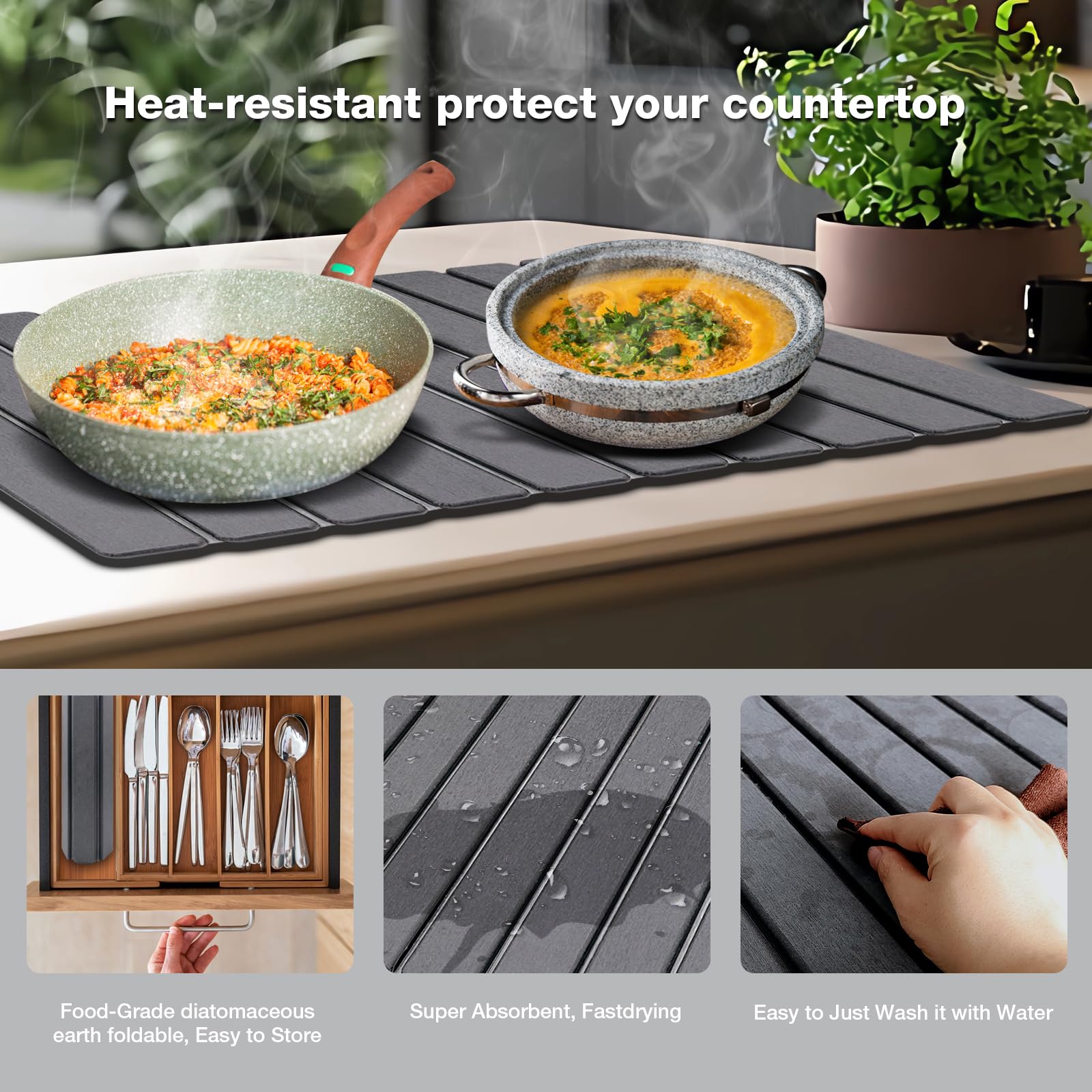 Large Diatomite Kitchen Counter Drying Mat