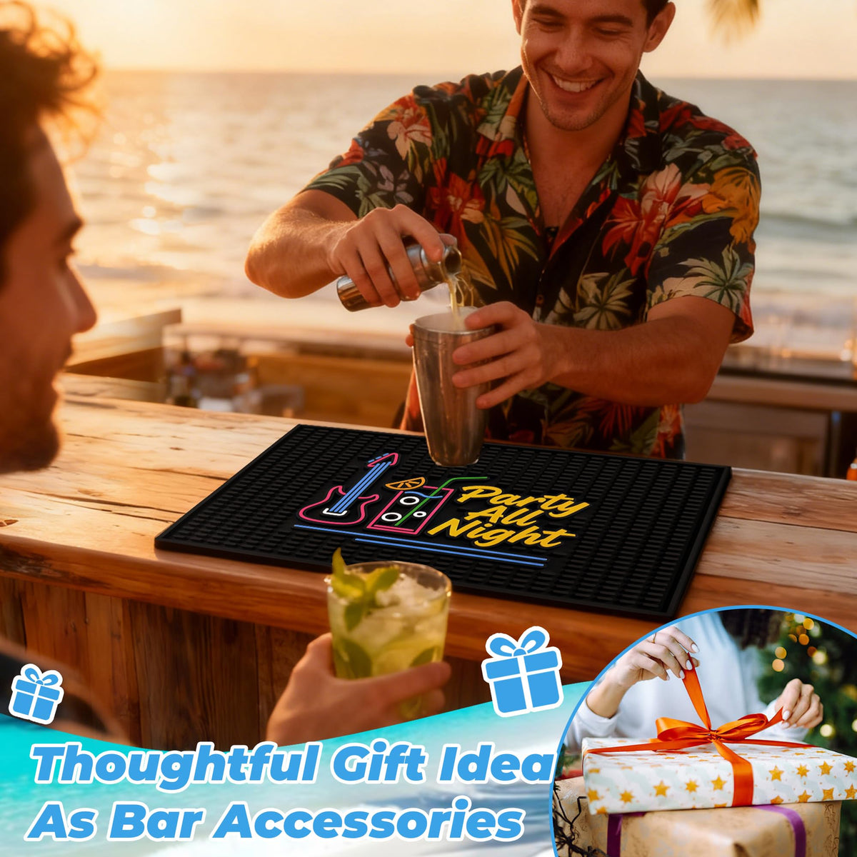 Neon Tiki Black Bar Mat 18 x 12 Inch