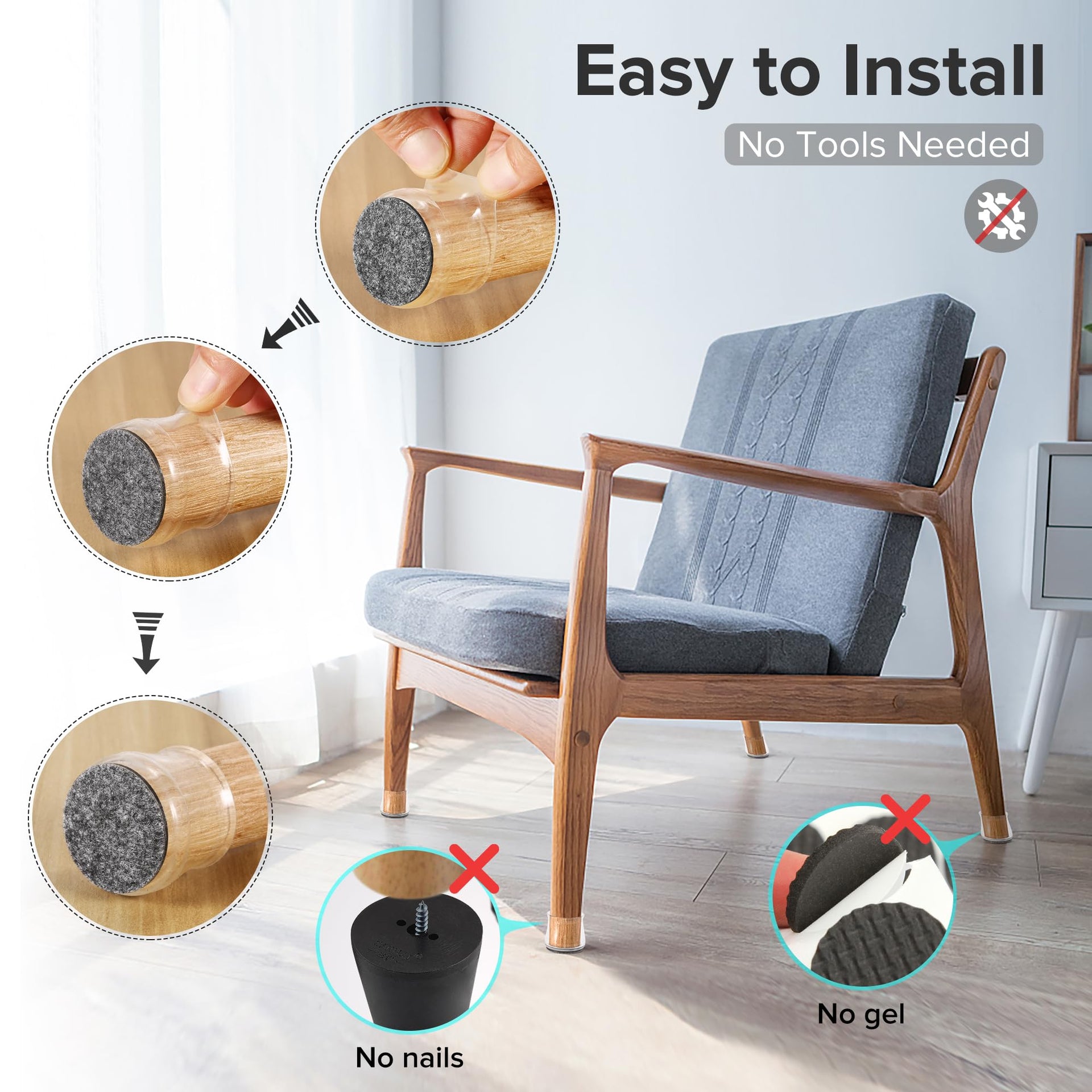 24PCS Upgraded Silicone Chair Leg Floor Protectors for Hardwood Floors (24 Count)
