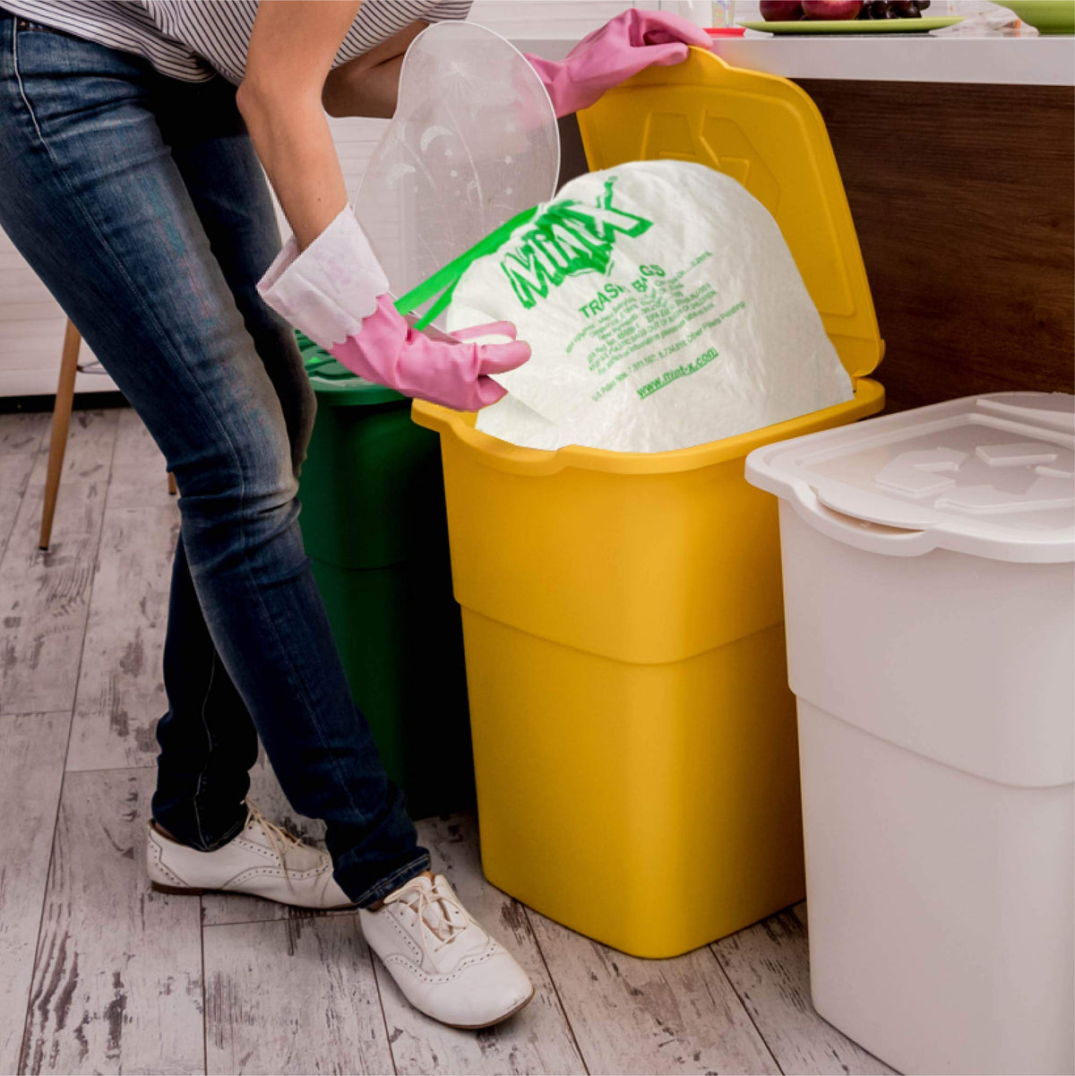 Mint X Rodent Repellent Indoor Tall Kitchen Drawstring Trash Bags with Mint (120 Count)