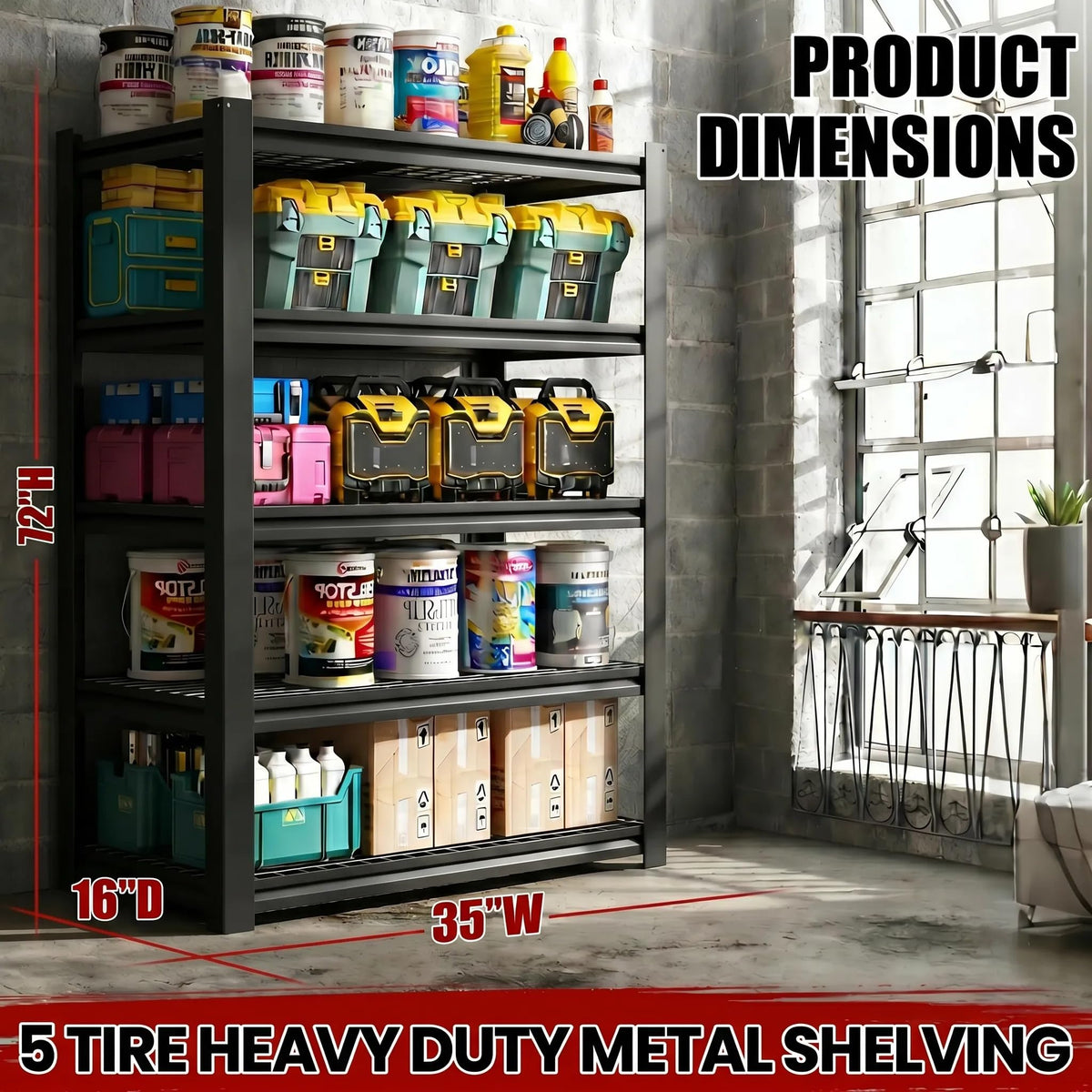 72" H Heavy Duty Garage Shelving (5 Count)