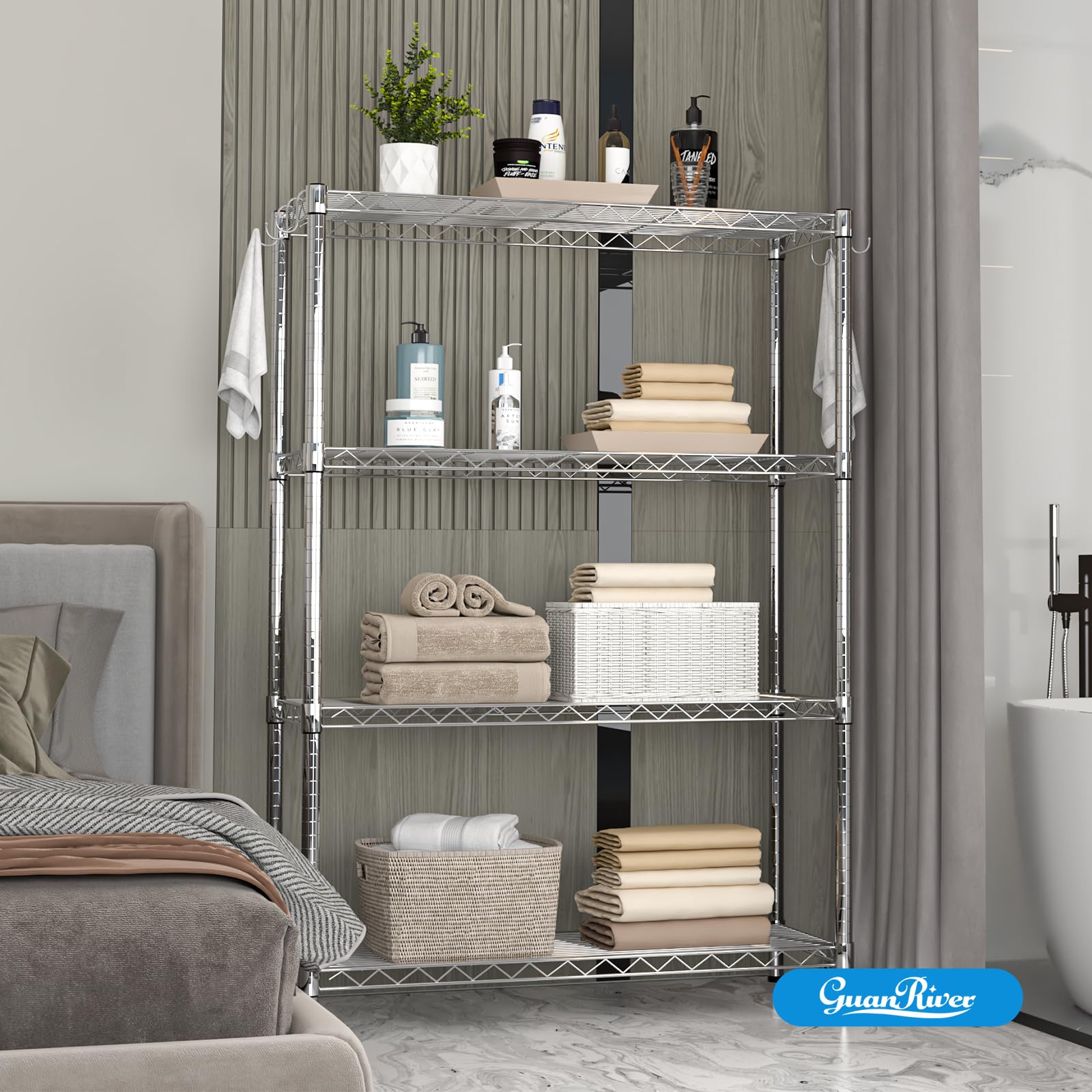 4 Shelf Adjustable Metal Wire Shelving