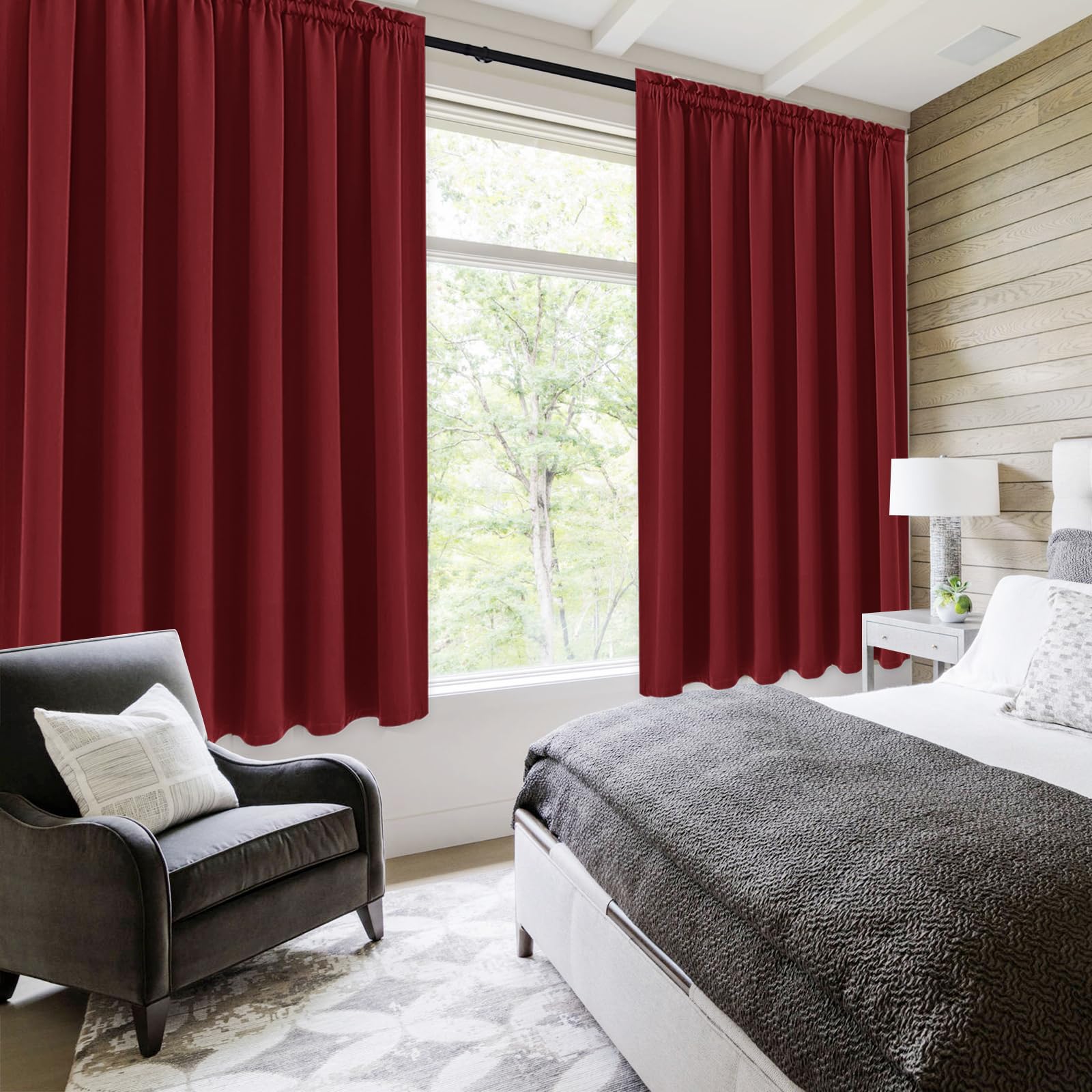 Short Blackout Curtains 60 x 36 Inch Long for Kitchen RV Bunk Burgundy
