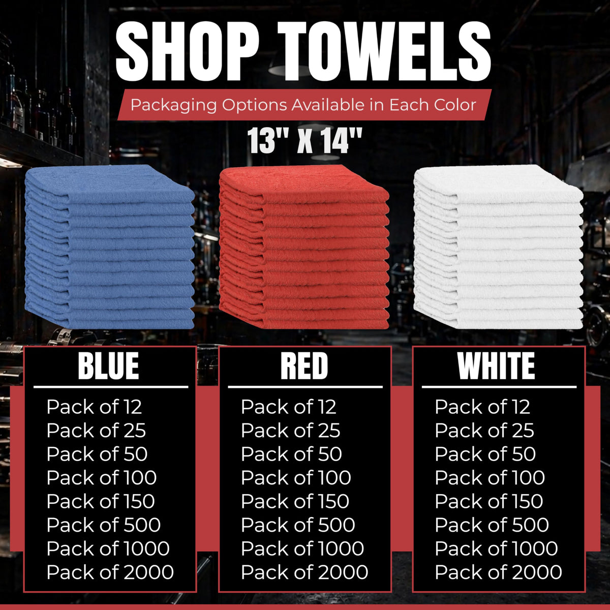 Premium Shop Towels Reusable (500 Count) - ModHome Supplies