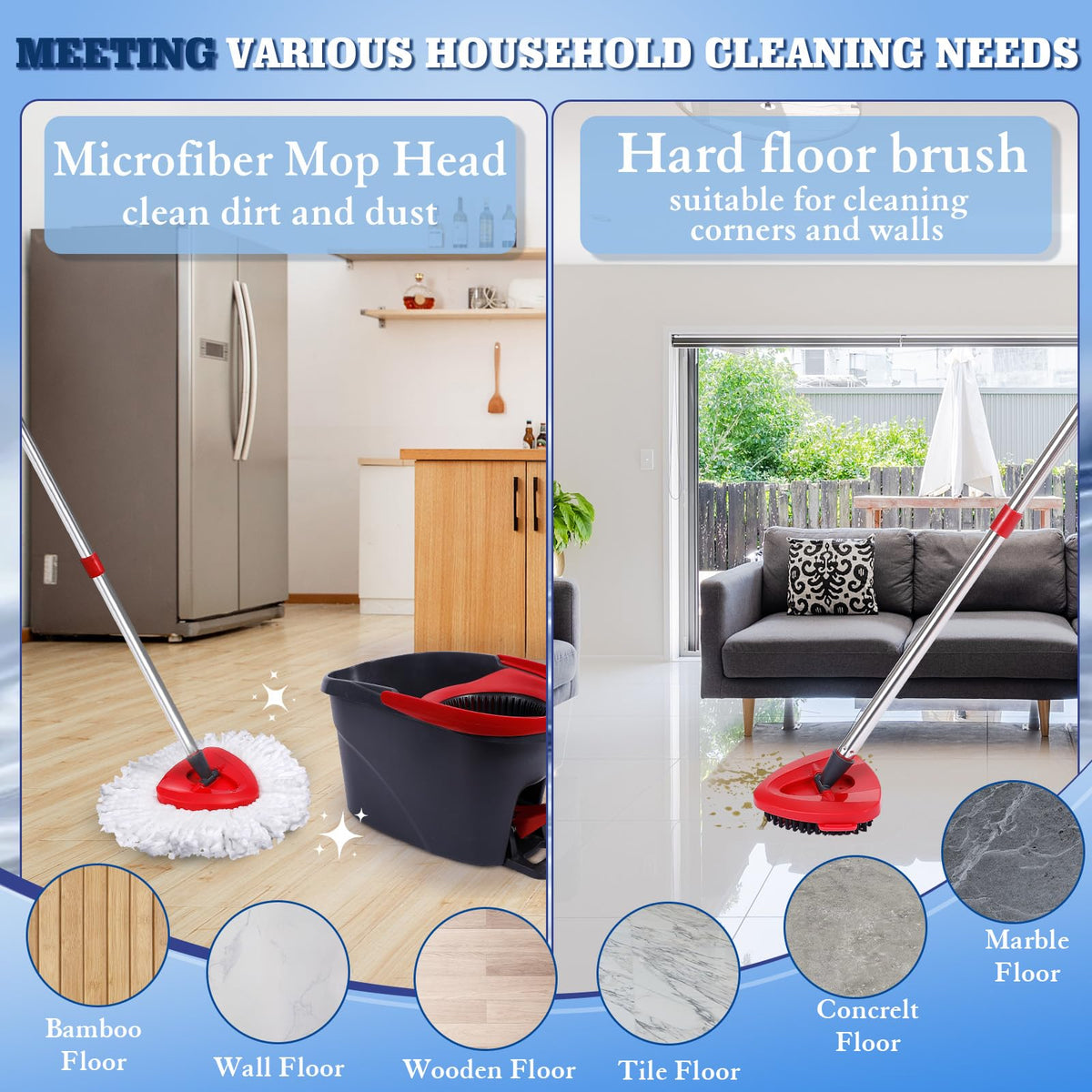 4 Pack Microfiber Mop Replacement Heads Compatible with Ocedar EasyWring 1 (6 Count)