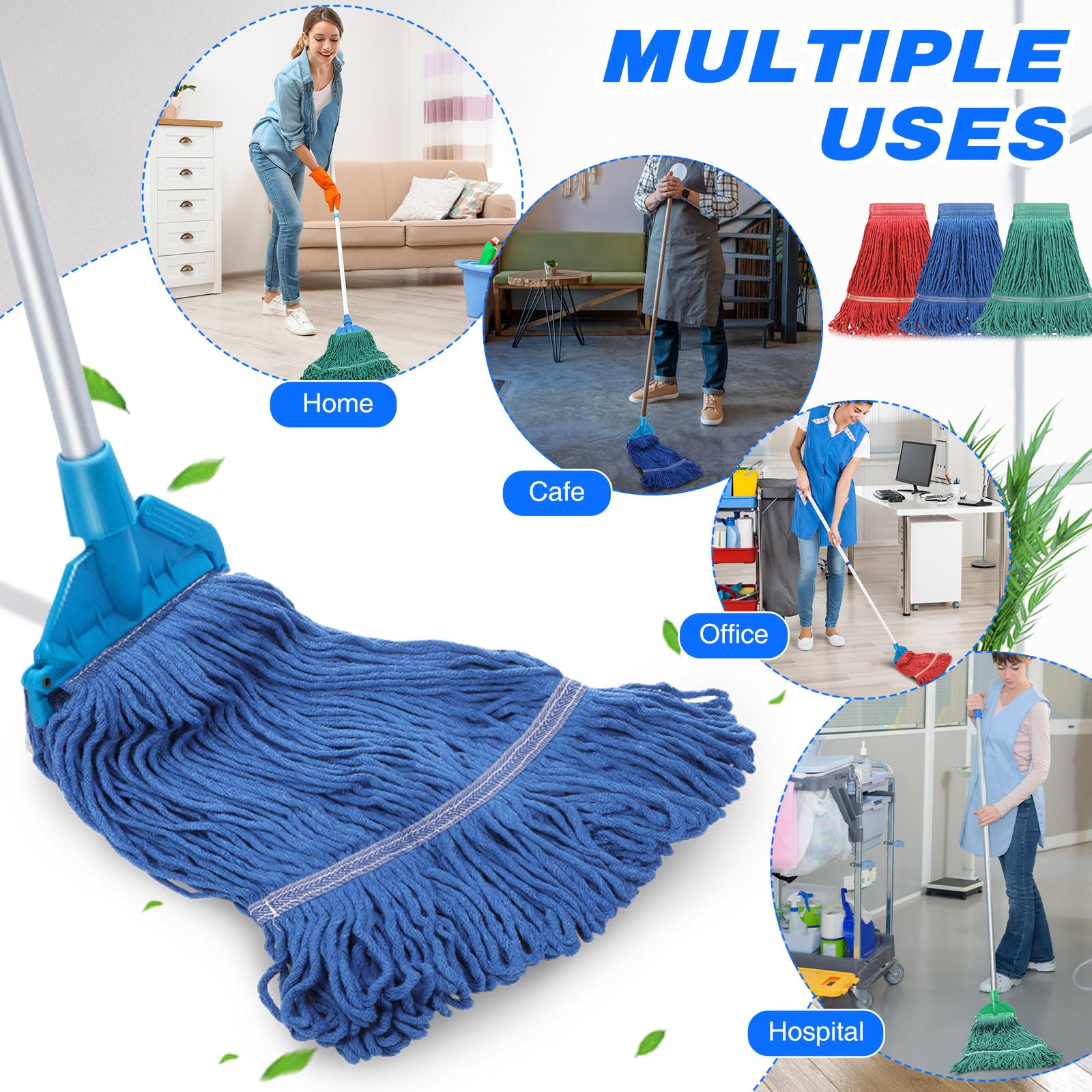 30 Pieces Commercial Mop Head Replacement Floor Cleaning Wet Mop Heads Heavy Duty Large Cotton String Sweeper Refills for Industrial Home Use (30 Count)