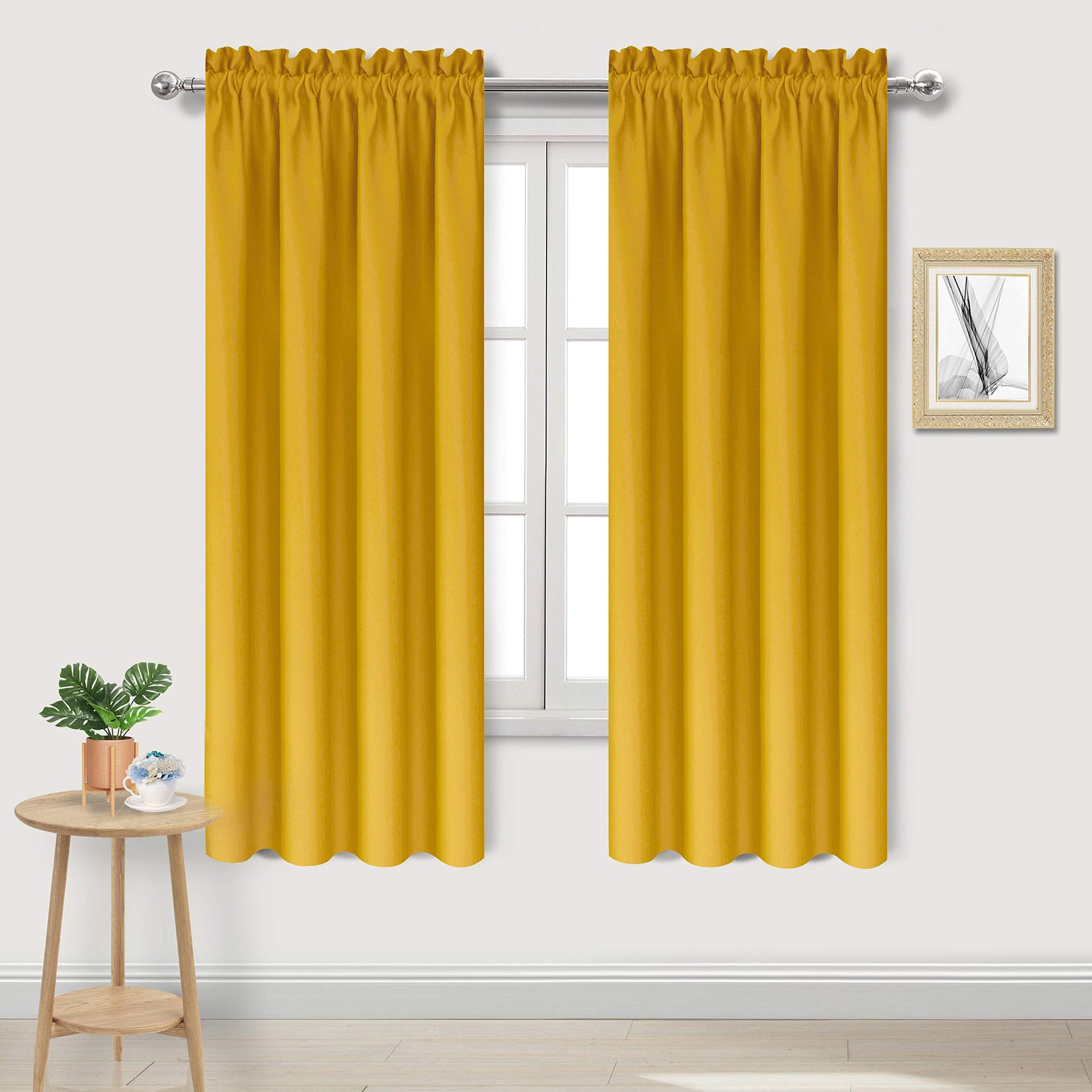 Blackout Curtains for Bedroom Living Room 42 x 63 Inch Long Yellow