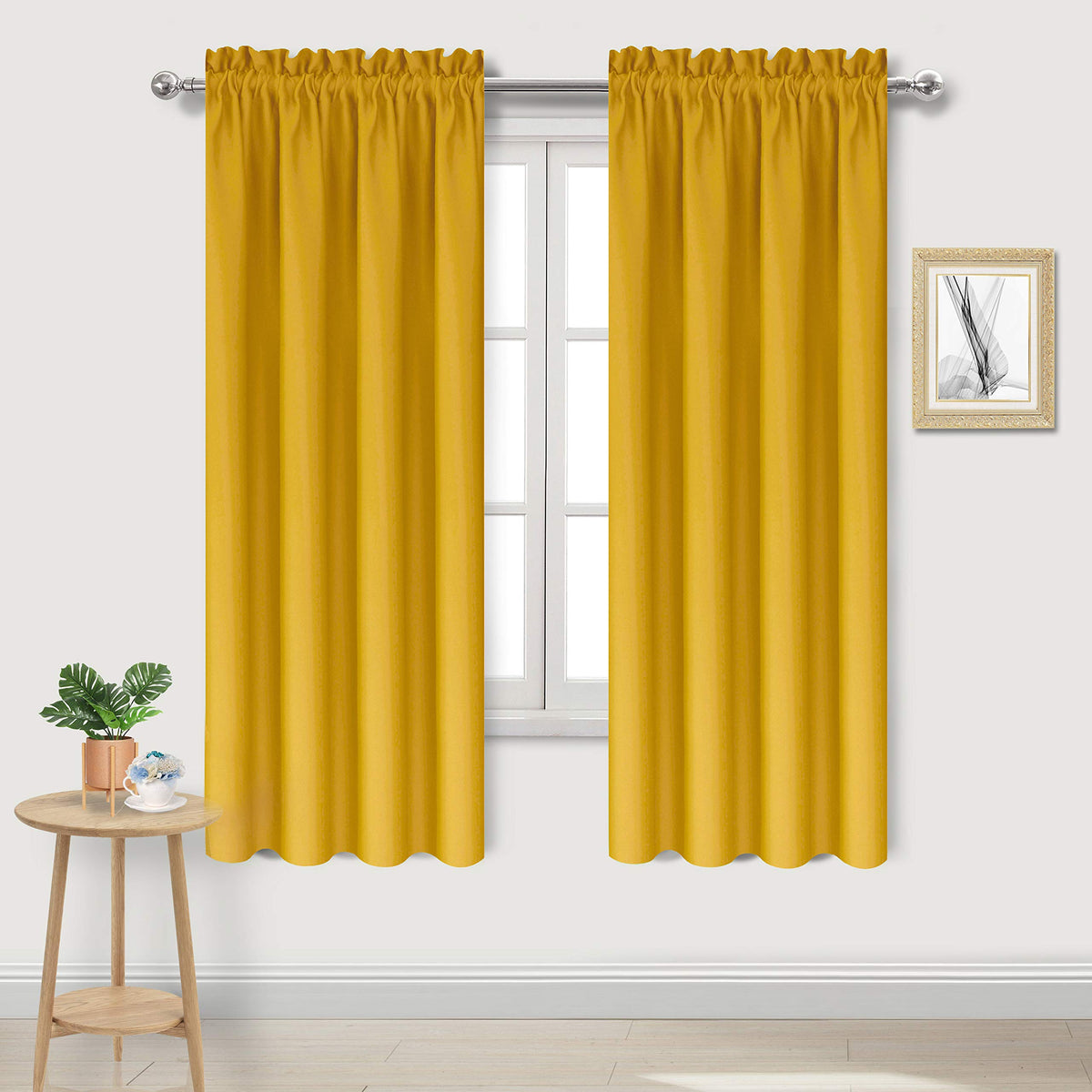 Blackout Curtains for Bedroom Living Room 38 x 63 Inch Long Yellow