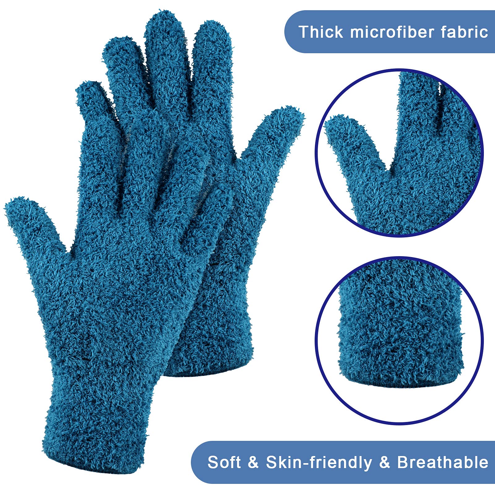 4 Pairs Microfiber Dusting Gloves Washable Reusable Cleaning Gloves Mittens for Plants House Cleaning Car Blinds