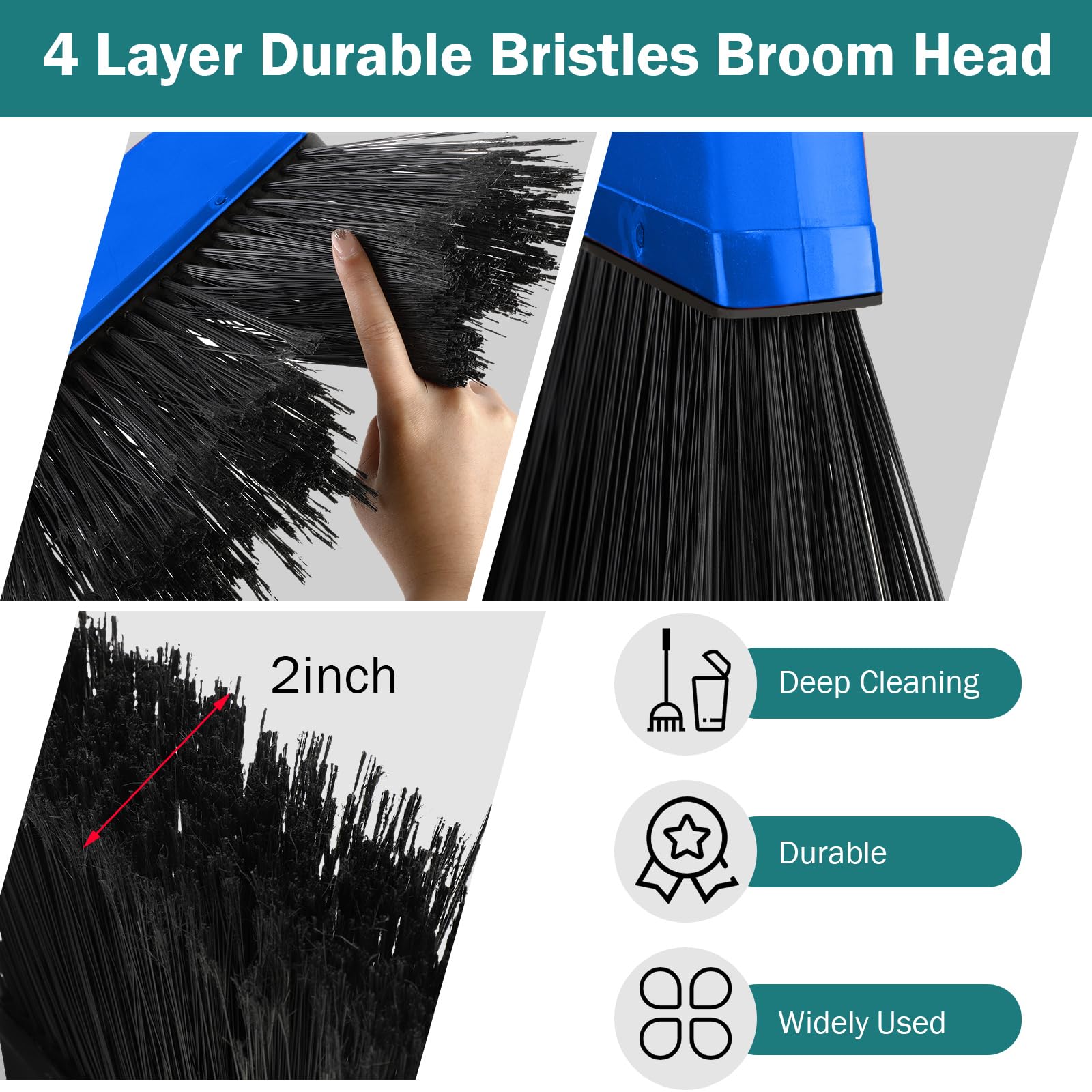 8 Pcs Outdoor Broom for Floor Cleaning 54 Inch Commercial Heavy Duty Broom Long Handle Kitchen Household Angle Brooms for Sweeper Sweeping Indoor Dust Hair Cleaner Corn Shop