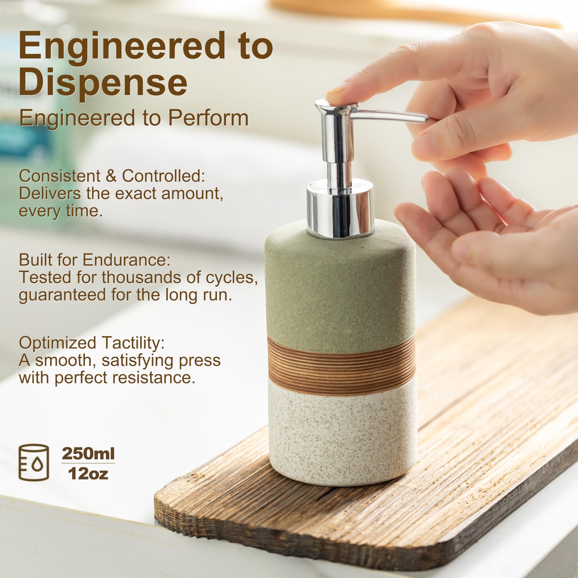 Ceramic Dish Soap Dispenser for Bathroom Shower Hand Soap Dispenser