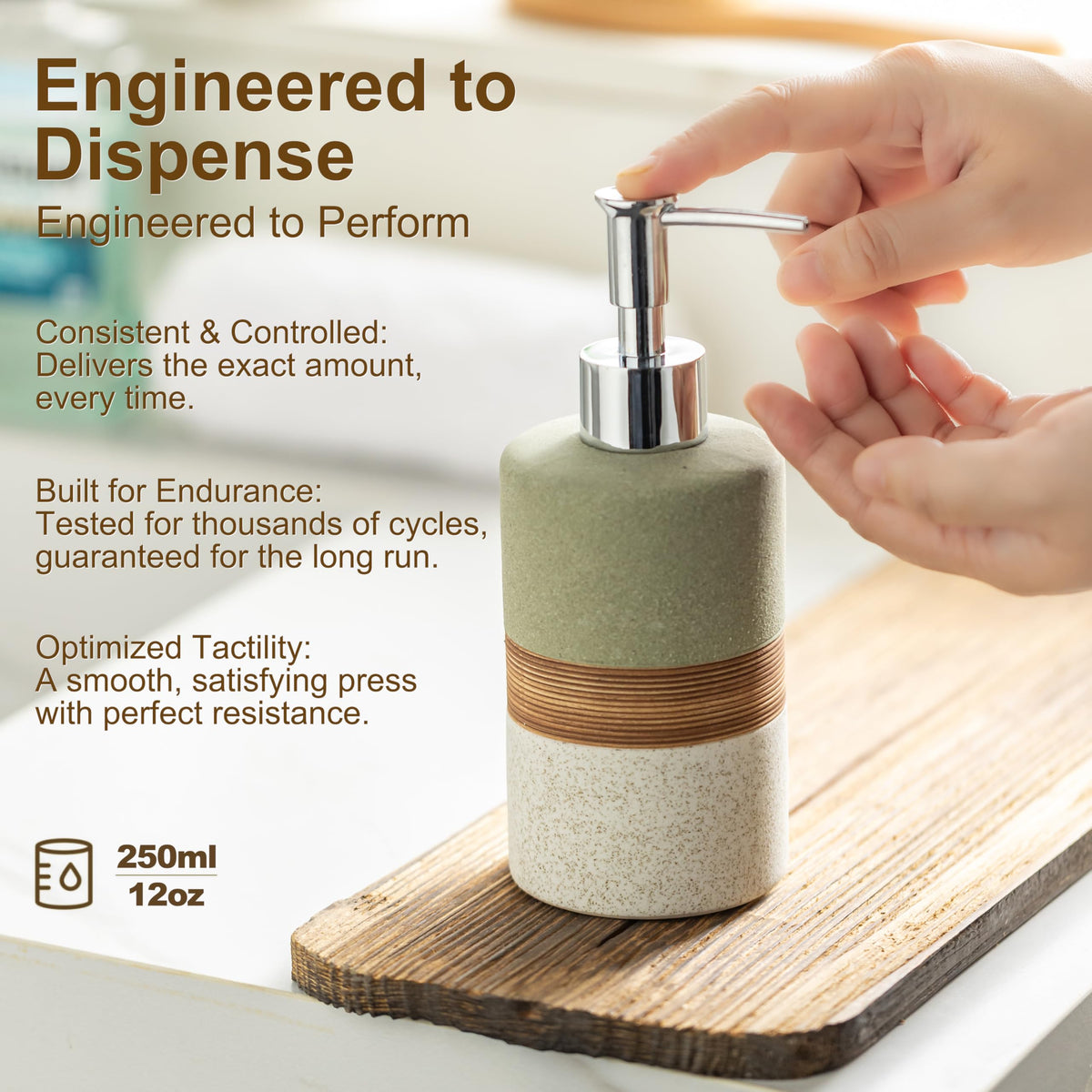 Ceramic Dish Soap Dispenser for Bathroom Shower Hand Soap Dispenser