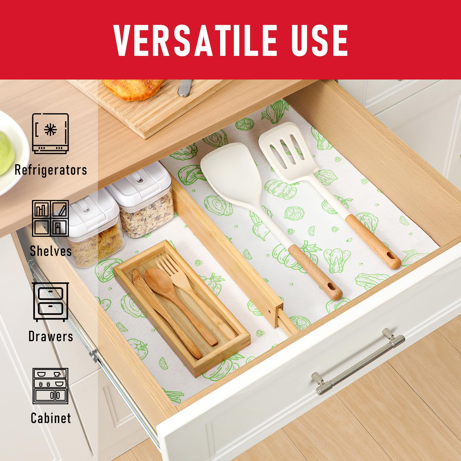 Refrigerator Drawe Liners Super Absorbent Fridge Bin Mats Keep Produce Fresh Longer Air Circulating Non (24 Sq Ft)