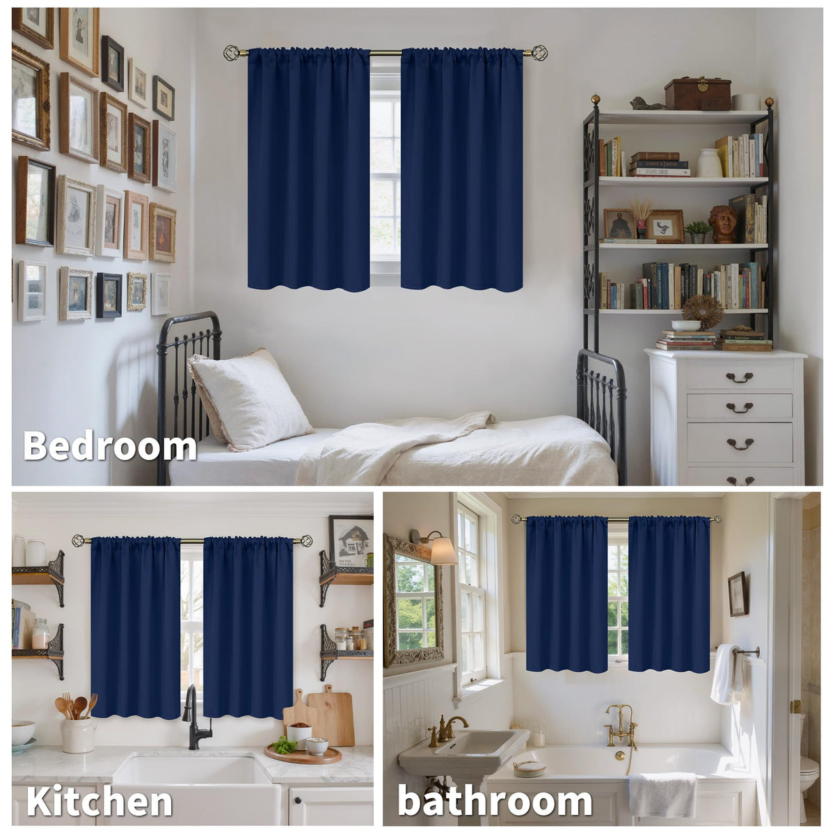 Short Blackout Curtains for Kitchen Window 45 Inch Length (2 Count)