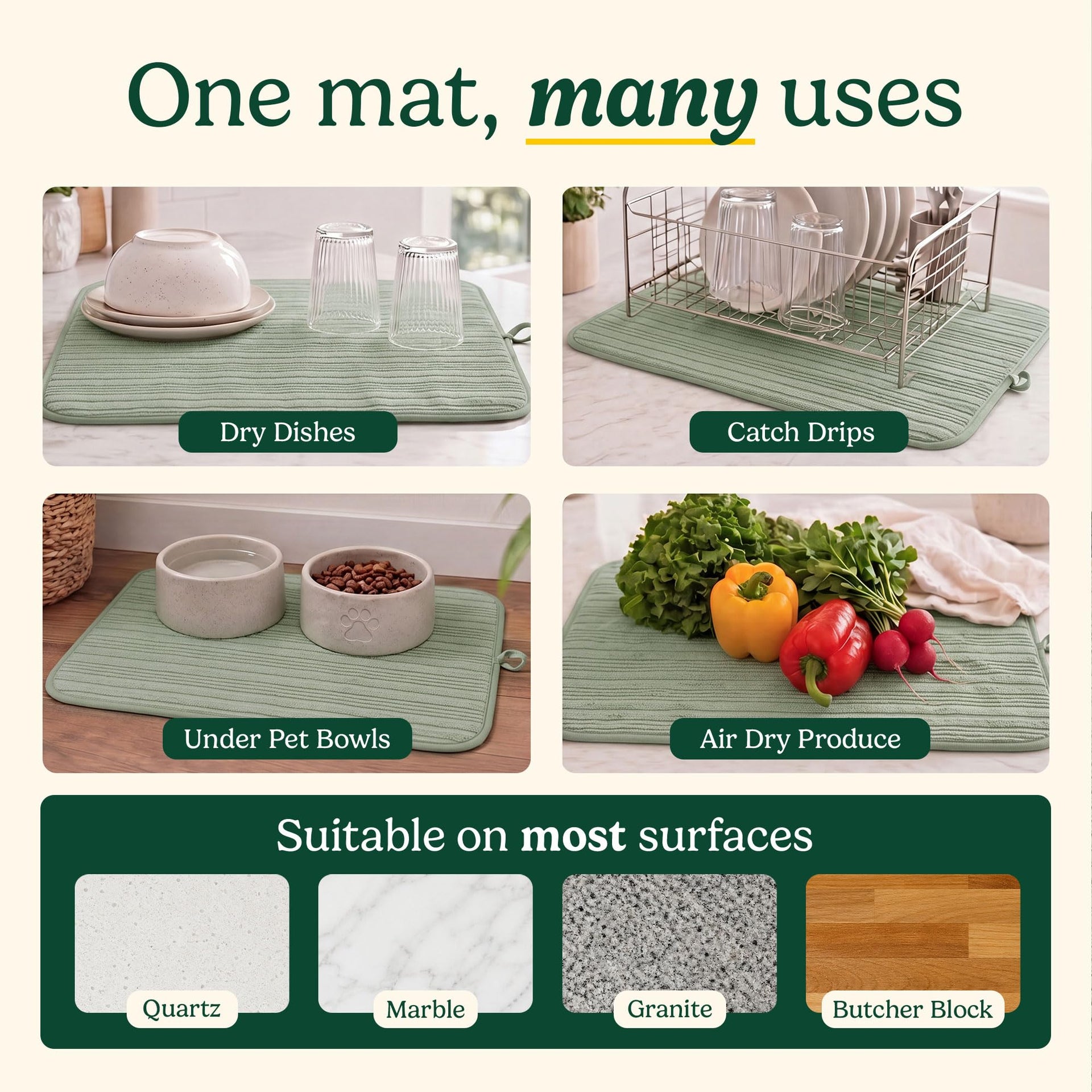 Cuisinart Dish Drying Mat for Kitchen Counter (2 Count)
