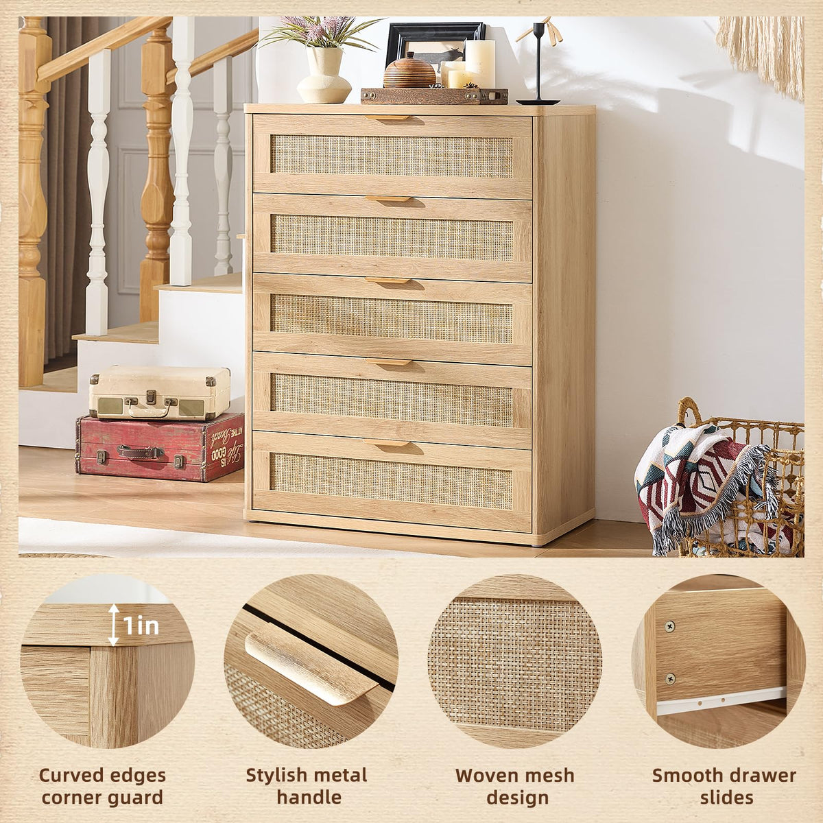 Rattan Dresser for Bedroom Set 2