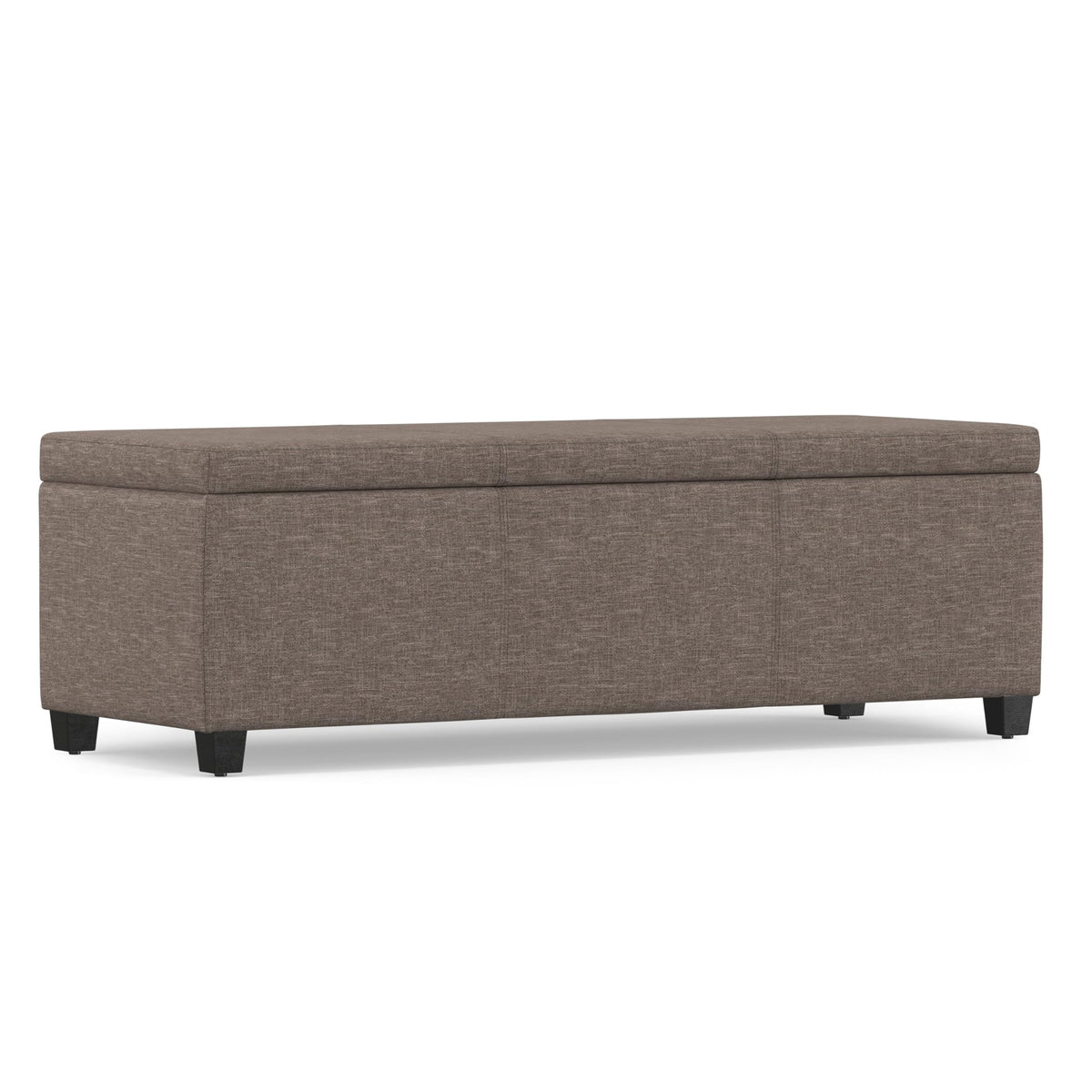 Avalon 48" Wide Linen Look Fabric Storage Ottoman in Fawn Brown