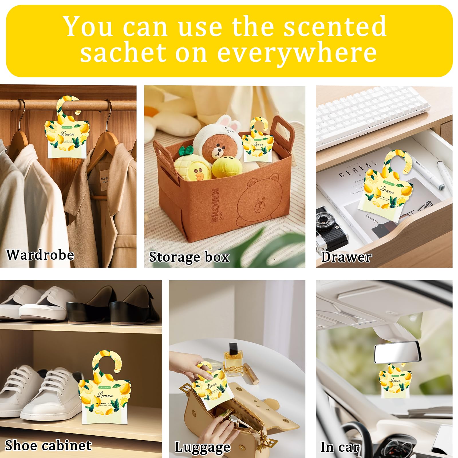 15 Packs Lemon Scented Sachets Bag for Drawers and Closets (7.93 Ounce)