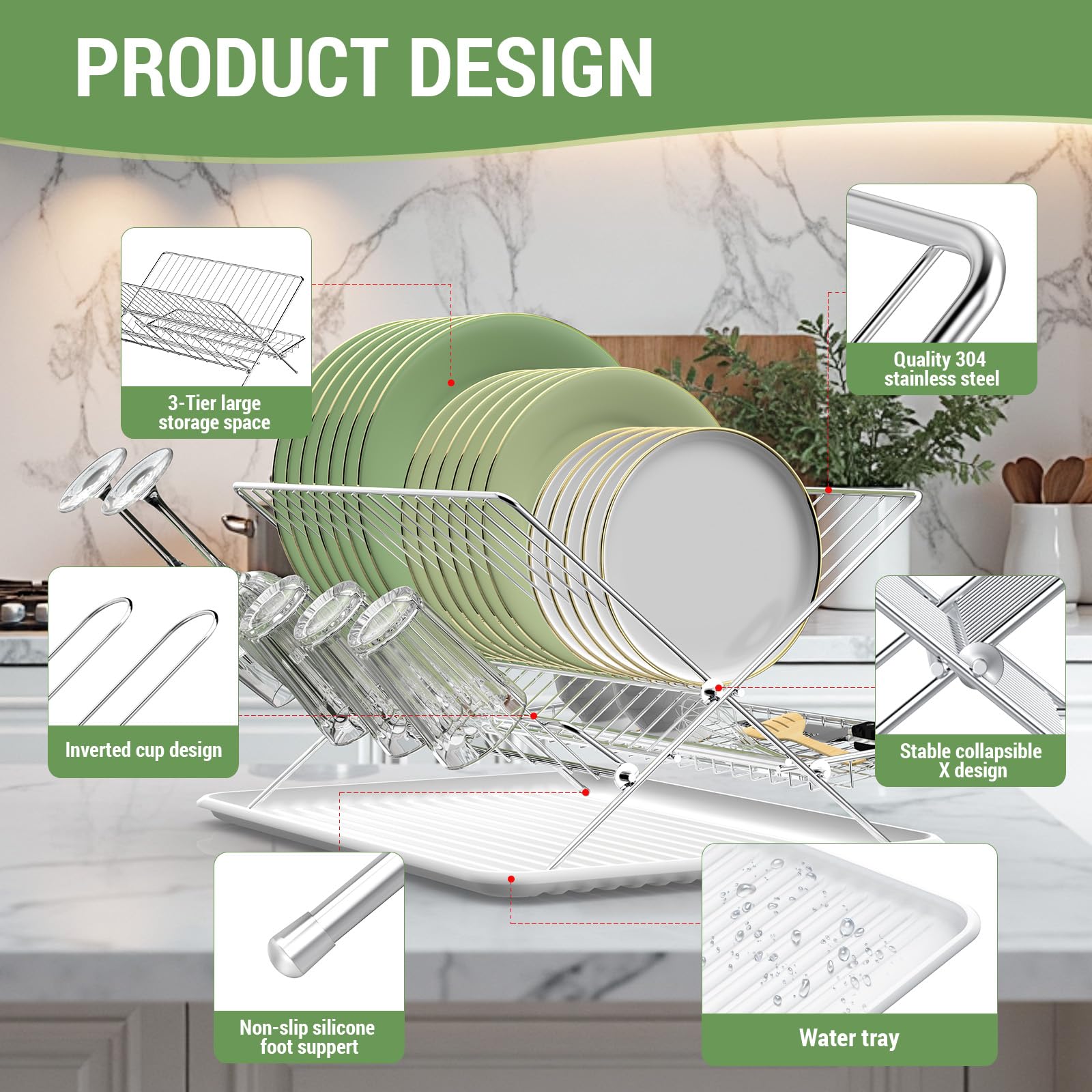 Dish Rack with Drip Tray