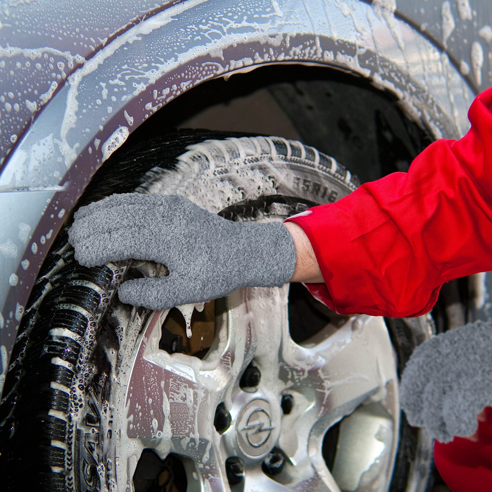 4 Pairs Microfiber Dusting Gloves Washable Reusable Cleaning Gloves Mittens for Plants House Cleaning Car Blinds