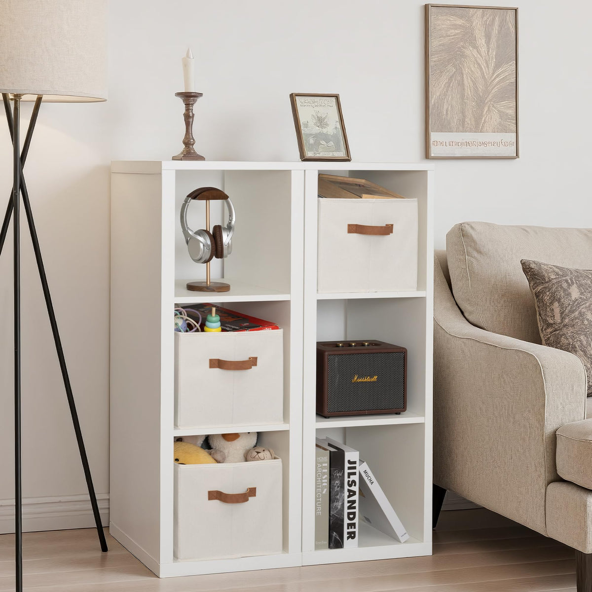 Closet Storage Bins with PU Handles (3 Count)