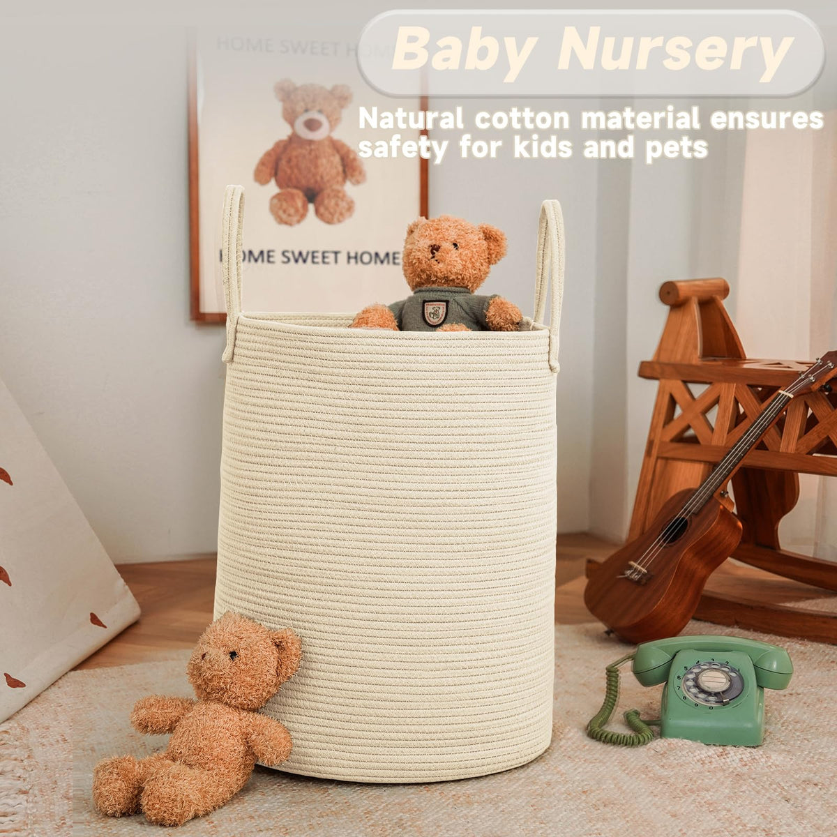 60L Cotton Rope Laundry Basket Hamper