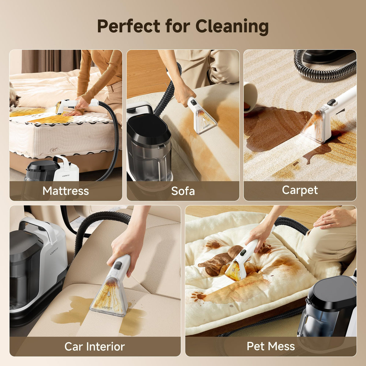 18Kpa Carpet Cleaner Machine with Pet Pro Cleaner&Tools Set of 1