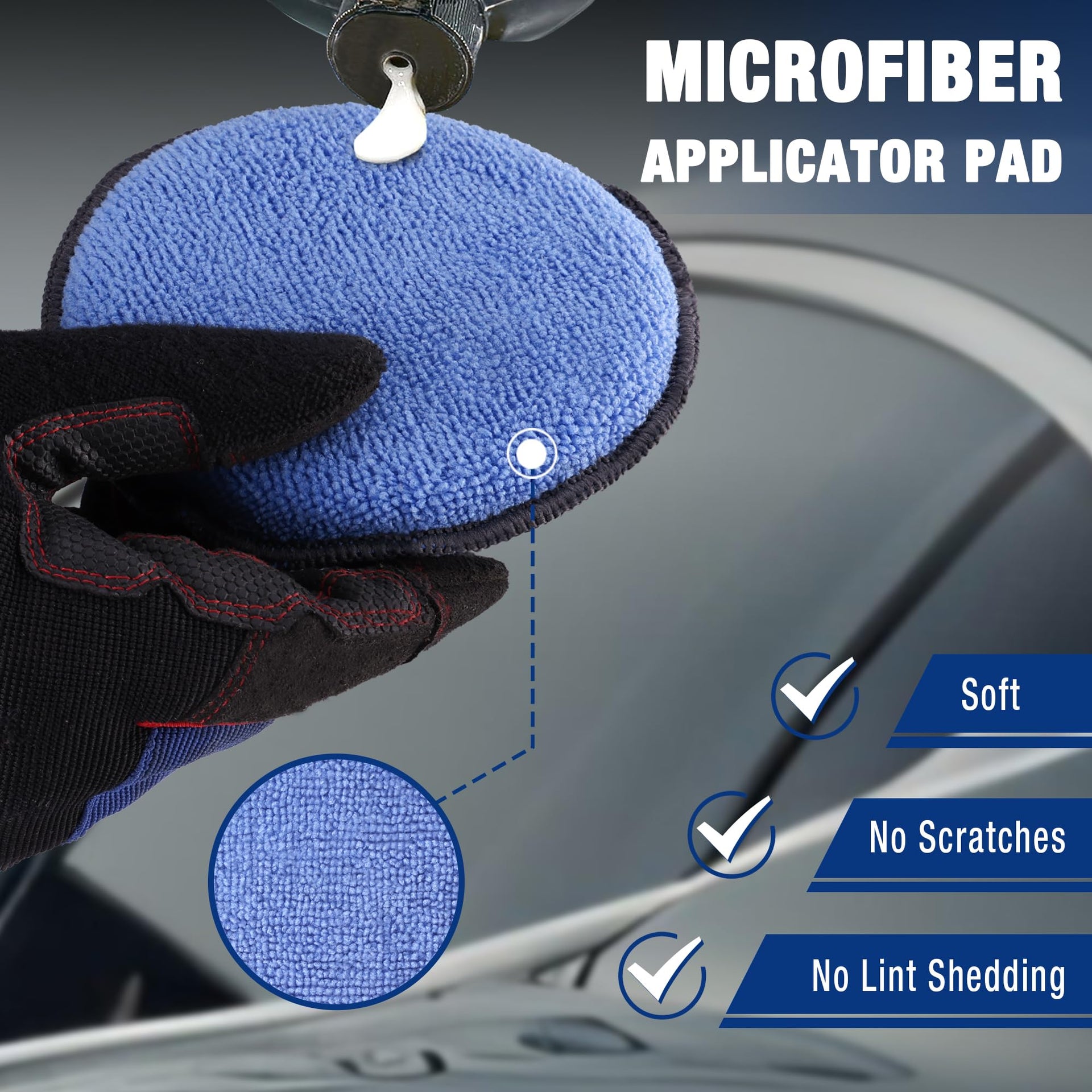 18 Pack Car Microfiber Wax Applicator Pads with Finger Pocket (18 Count)