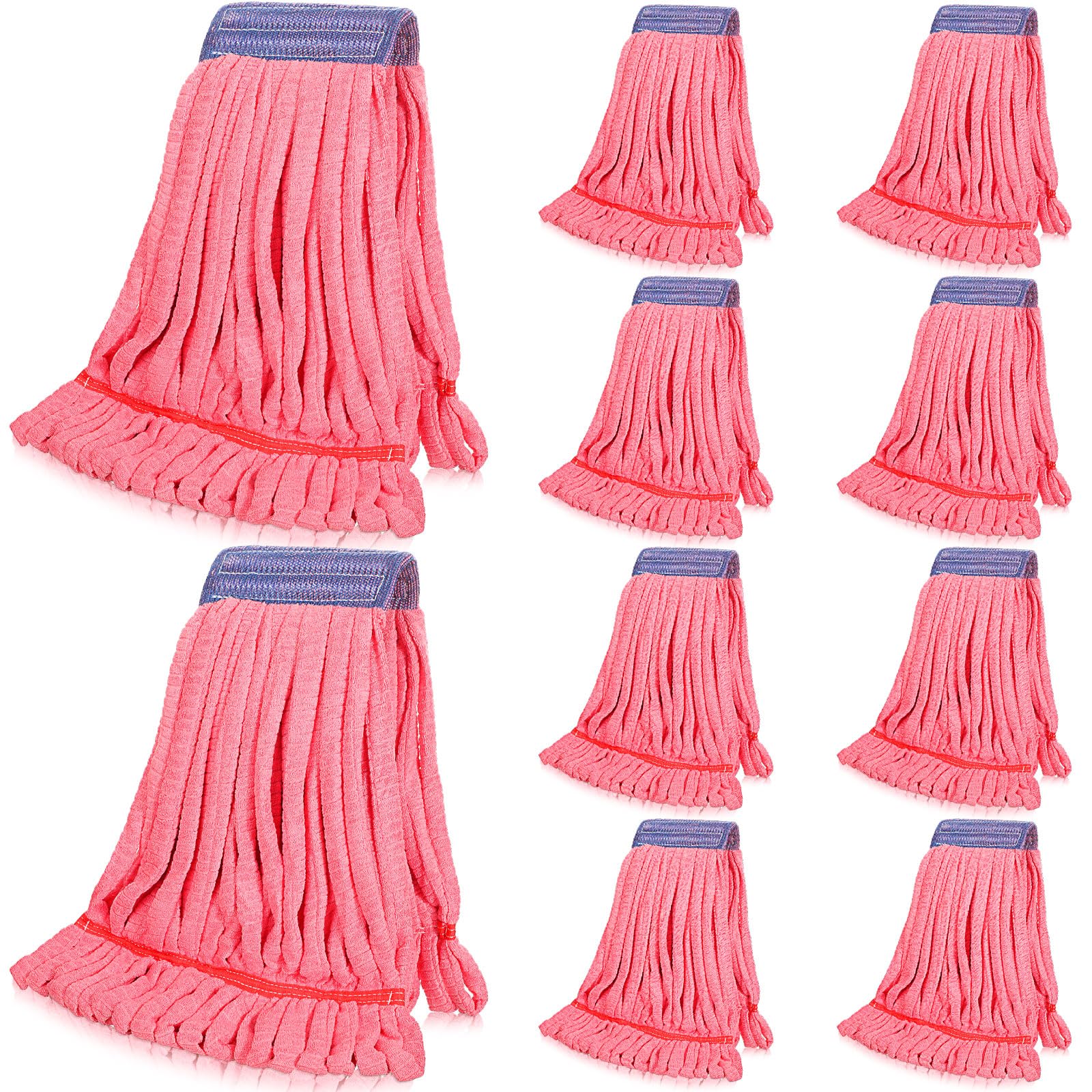 10 Pcs Commercial Mop Head Replacement Tube Microfiber Mop Heads for Floor Cleaning Industrial Mop Heads Looped End Wet Mop Head Refill for Home Commercial Industrial Use