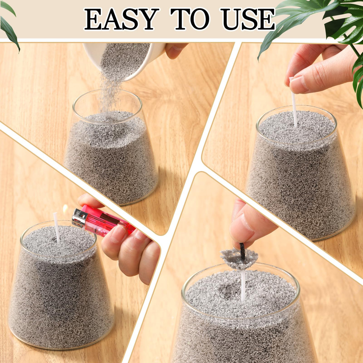 Candle Sand 3.3 lb DIY Pearled Candle Making Kit Included 20 Pcs Wicks and Refillable Beaded Wax Sand Beaded Wax Gift with Wicks Self Extinguish for Home Wedding Party Women (21 Count)