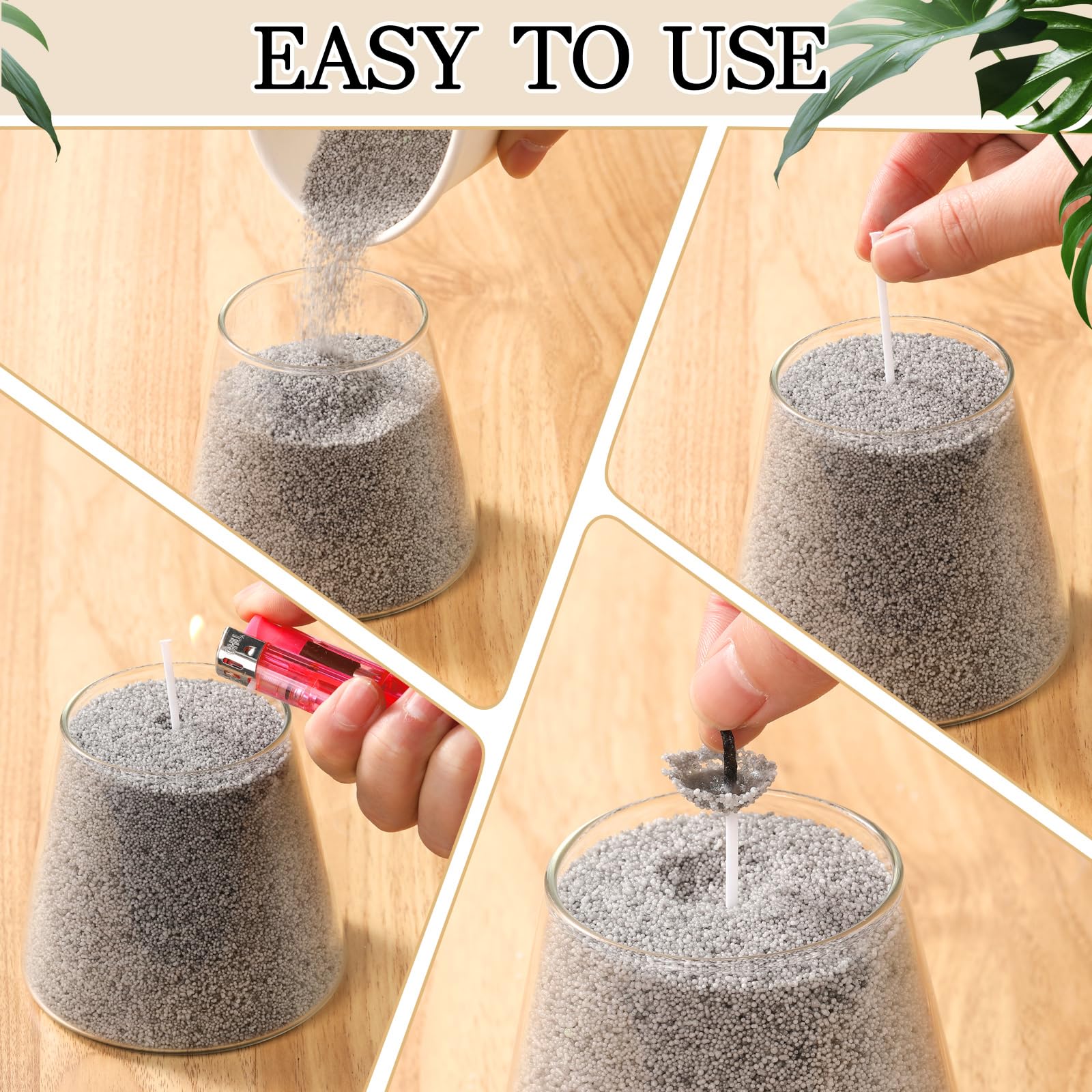 Candle Sand 3.3 lb DIY Pearled Candle Making Kit Included 20 Pcs Wicks and Refillable Beaded Wax Sand Beaded Wax Gift with Wicks Self Extinguish for Home Wedding Party Women (21 Count)